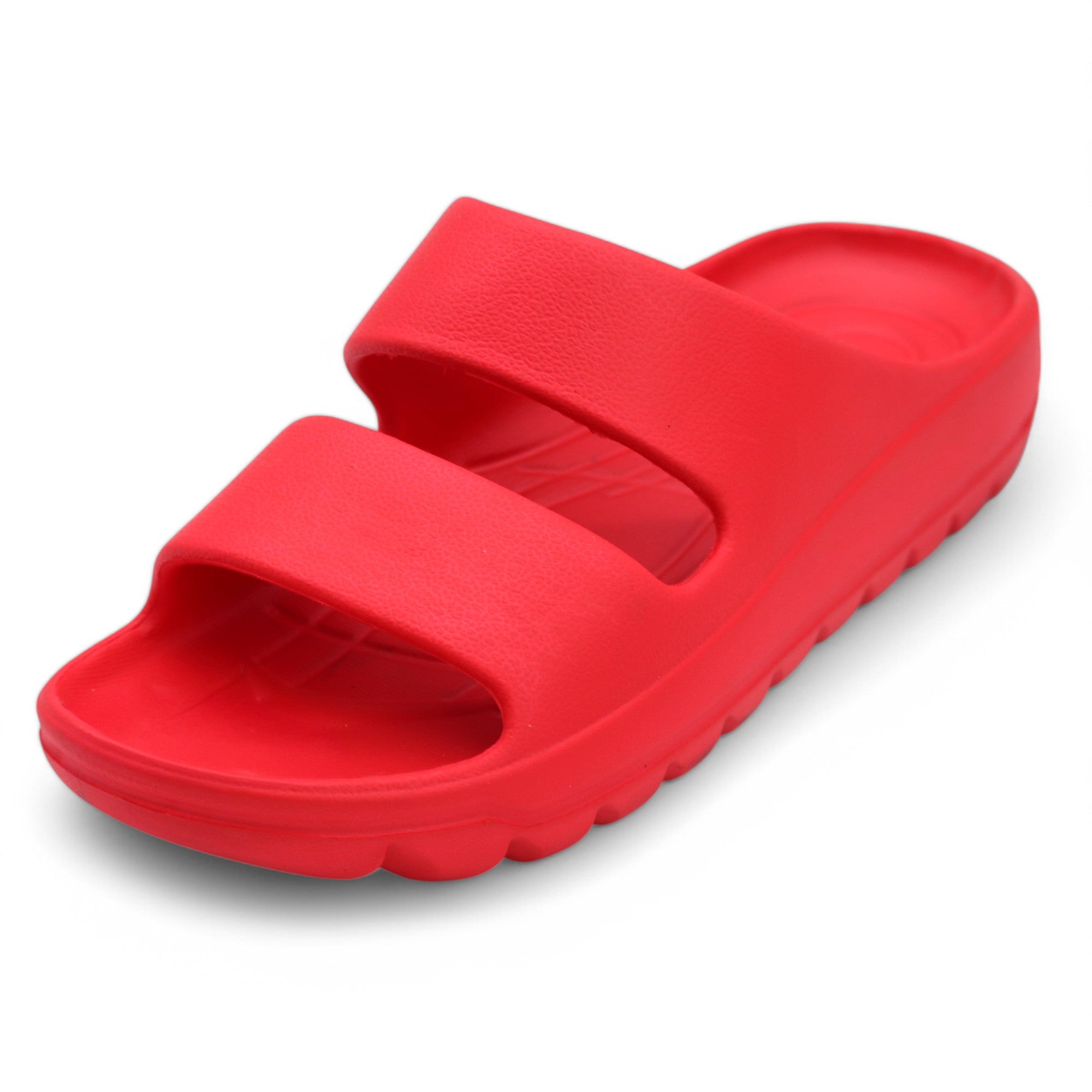 SVAAR Soft EVA Double Strap Slippers for Men | Stylish Anti-Skid Slides with Arch Support & Bouncy Sole | Lightweight Indoor Outdoor Comfort-Red