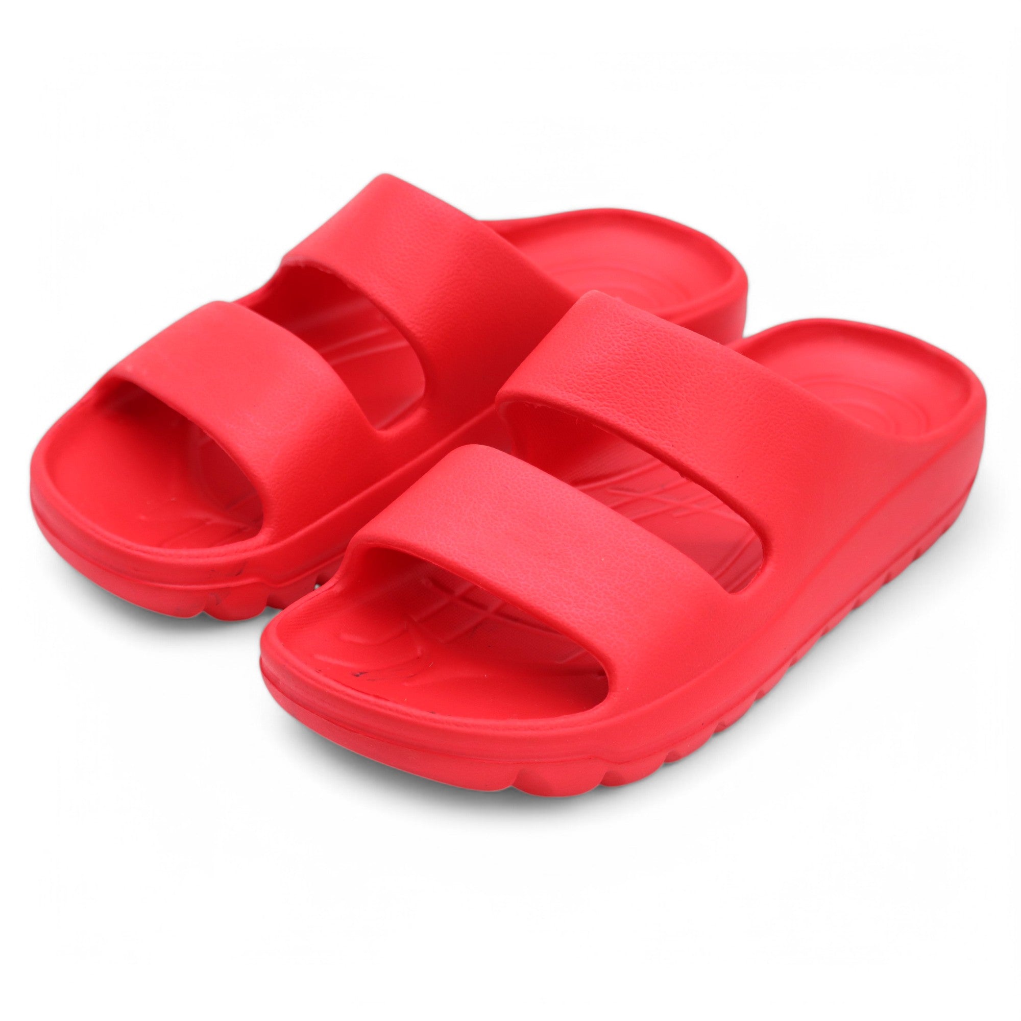 SVAAR Soft EVA Double Strap Slippers for Men | Stylish Anti-Skid Slides with Arch Support & Bouncy Sole | Lightweight Indoor Outdoor Comfort-Red