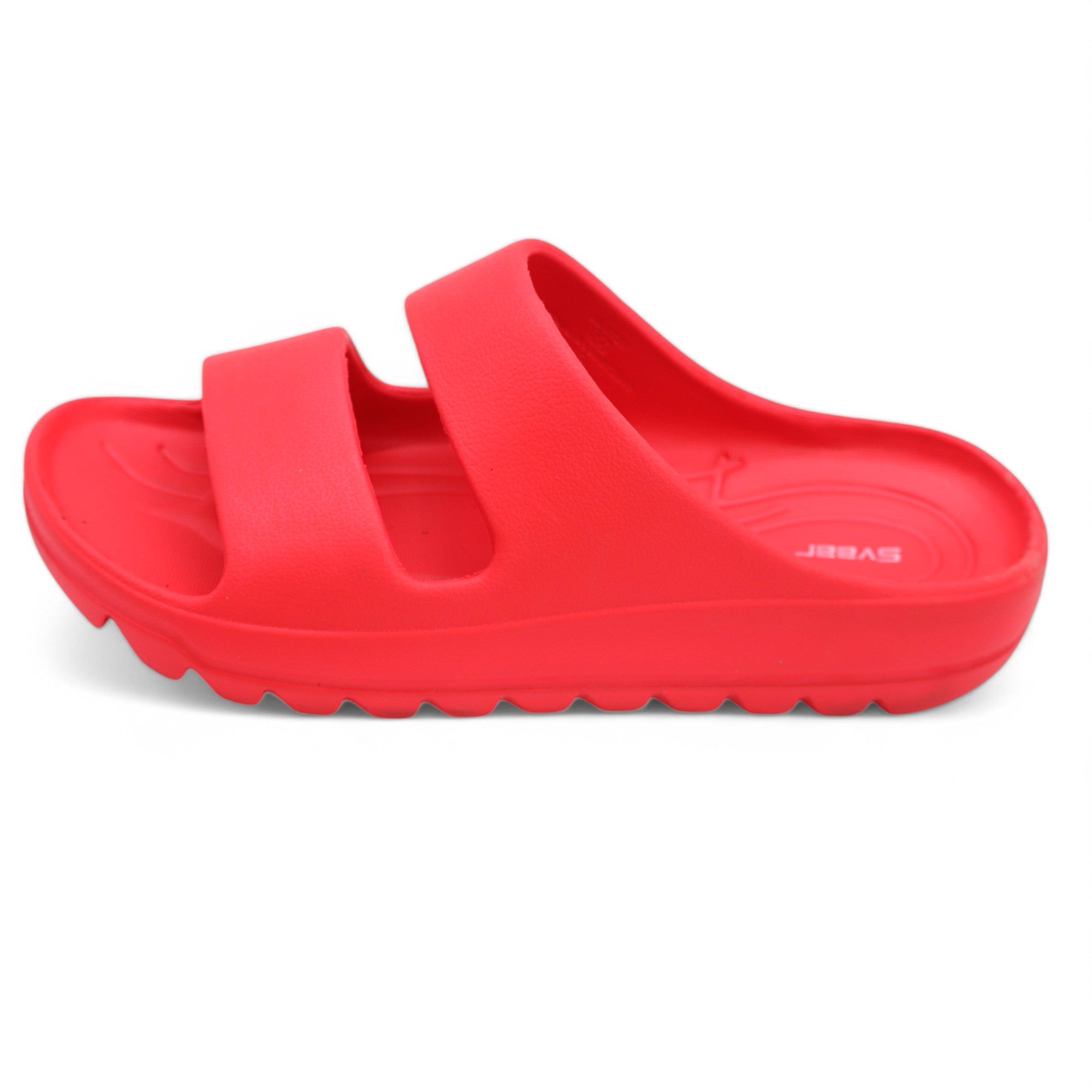 SVAAR Soft EVA Double Strap Slippers for Men | Stylish Anti-Skid Slides with Arch Support & Bouncy Sole | Lightweight Indoor Outdoor Comfort-Red