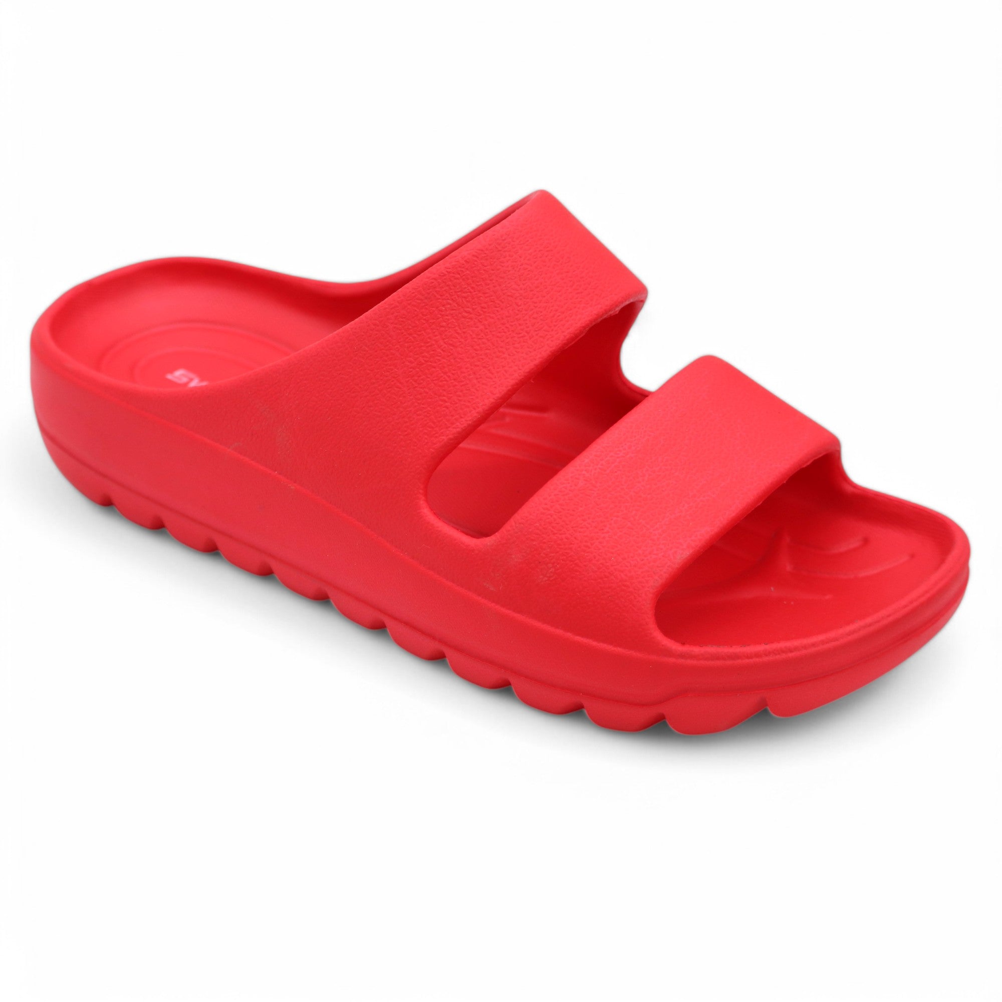 SVAAR Soft EVA Double Strap Slippers for Men | Stylish Anti-Skid Slides with Arch Support & Bouncy Sole | Lightweight Indoor Outdoor Comfort-Red