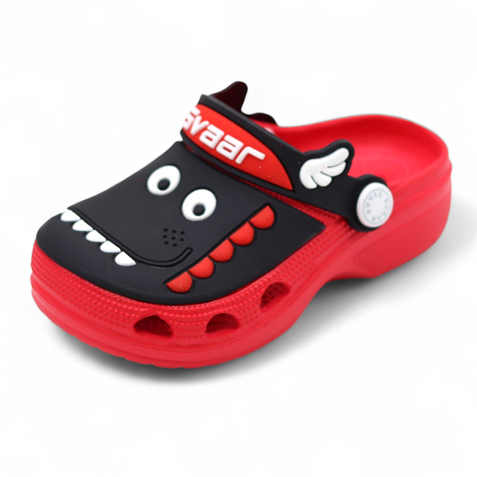 SVAAR Kids Cartoon Dinosaur Clogs –red