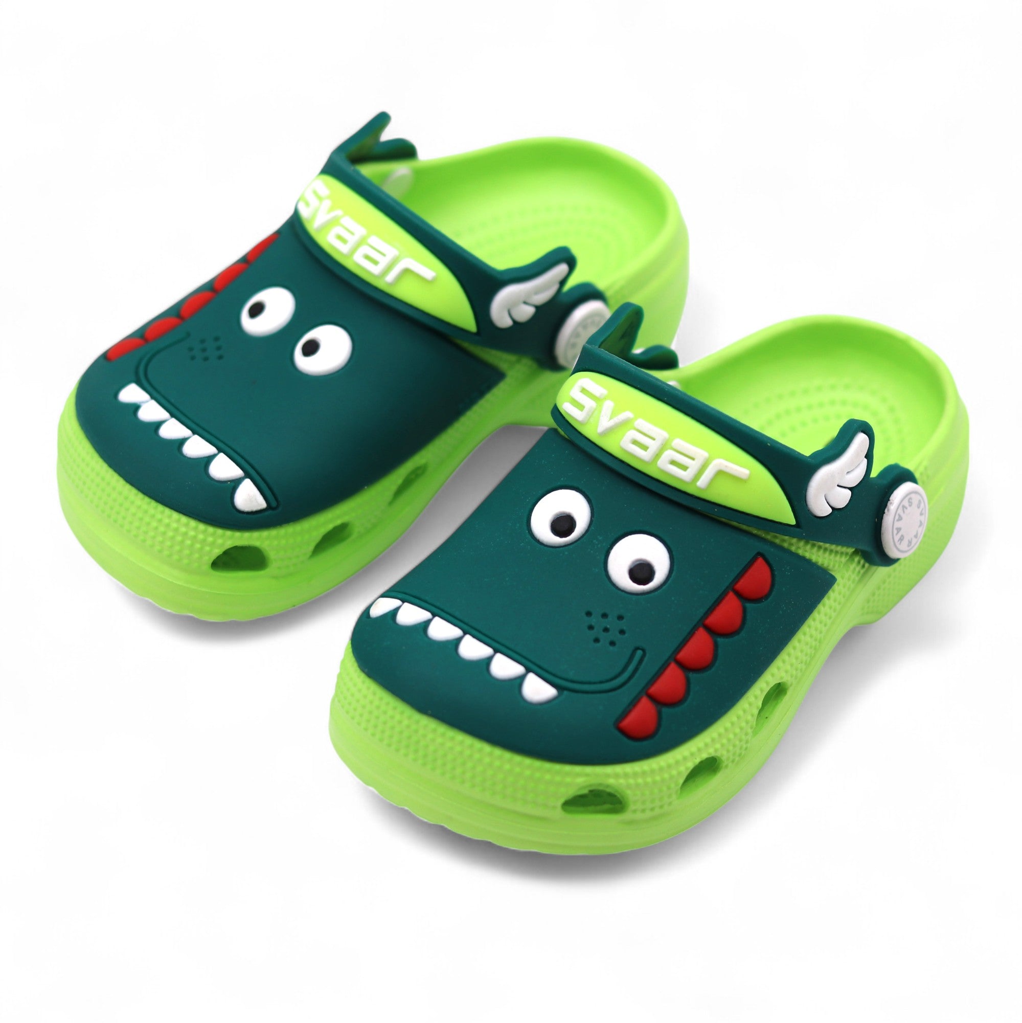 SVAAR Kids Cartoon Dinosaur Clogs –Green
