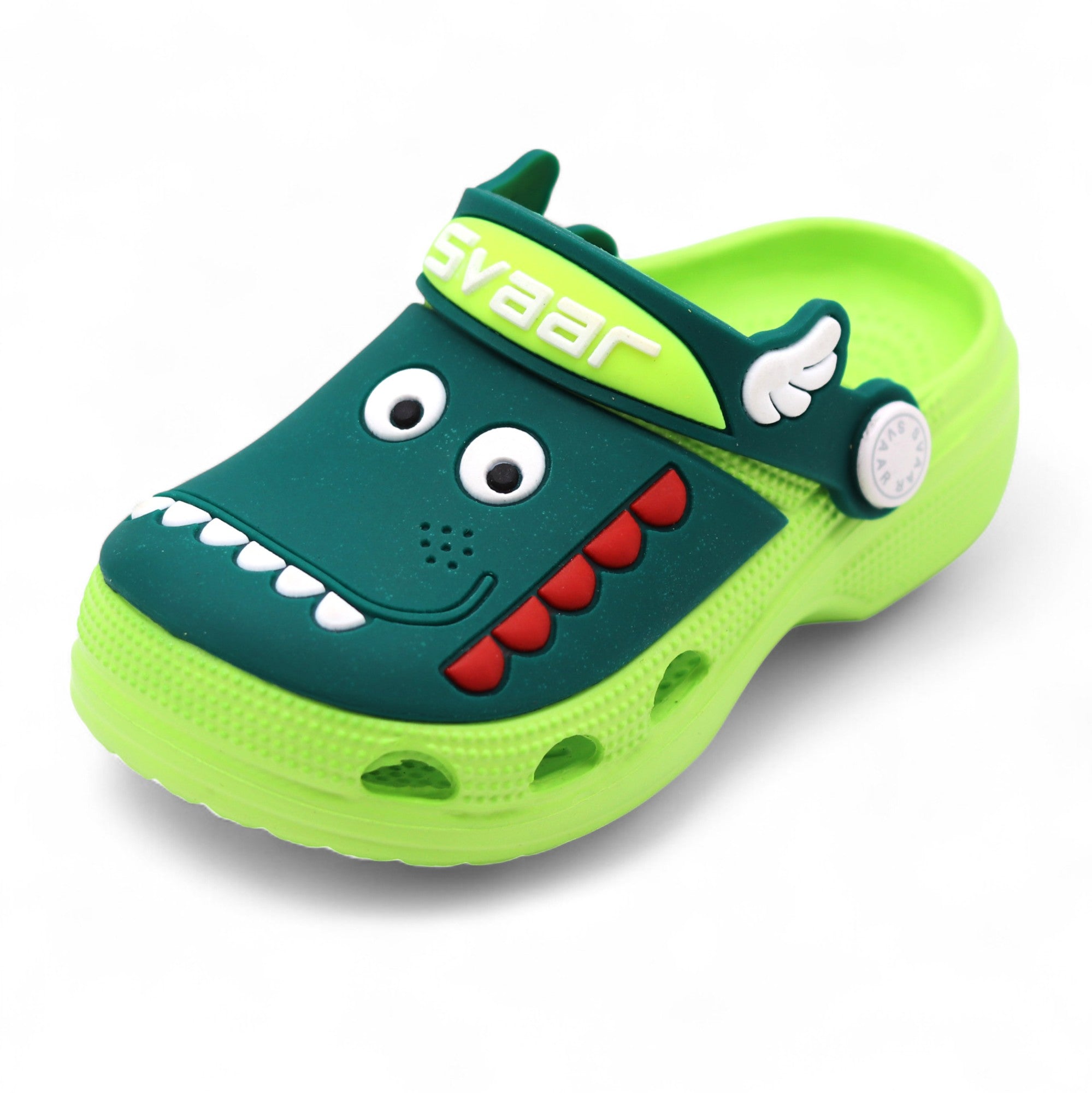 SVAAR Kids Cartoon Dinosaur Clogs –Green