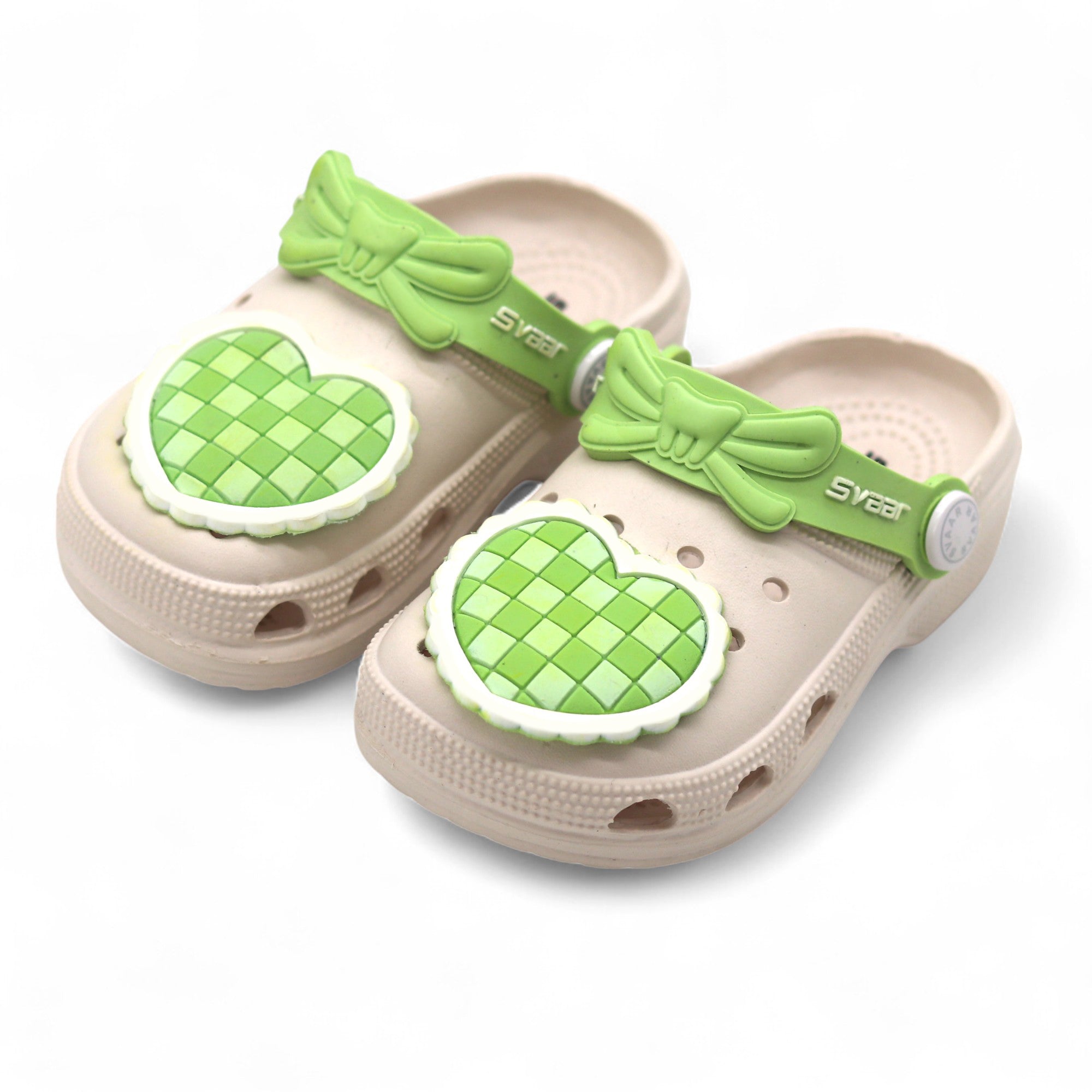 SVAAR Cute Heart Clogs for Girls and Boys-Green