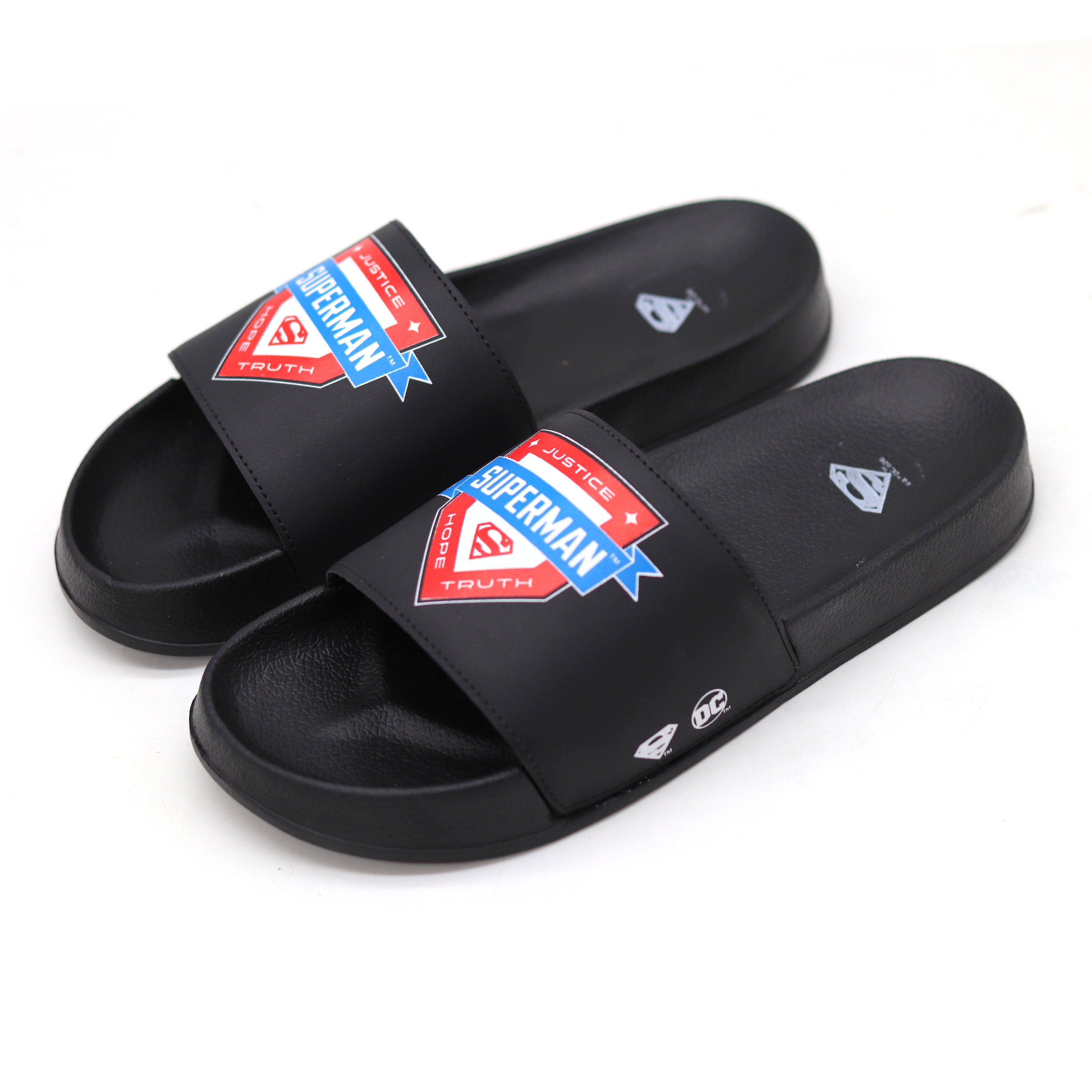 SVAAR x Superman Official Soft Cushioned Slides for Men-Black