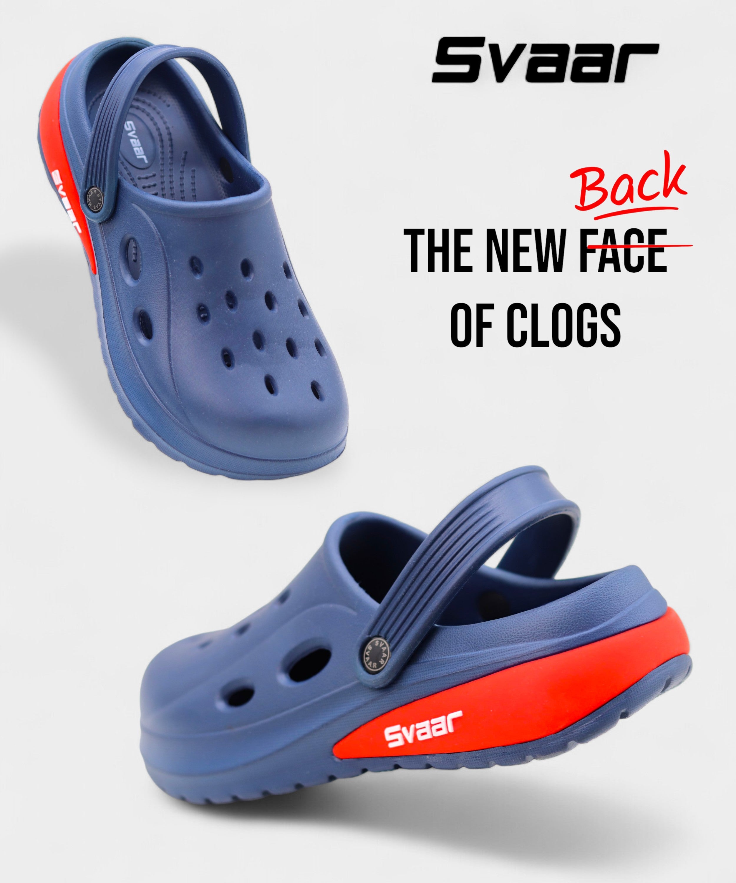 SVAAR Drift Men’s Sports Clogs – Lightweight, Waterproof & Anti-Skid - Navy
