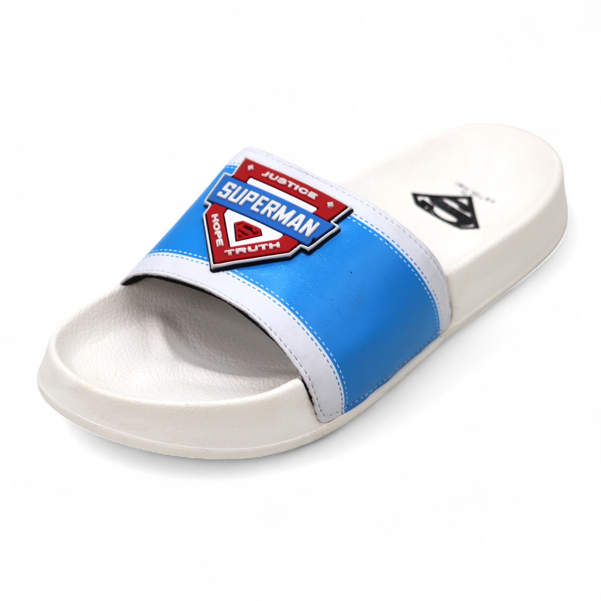 SVAAR x Superman Men's Slides – Soft Cushion, Anti-Slip, Lightweight- White