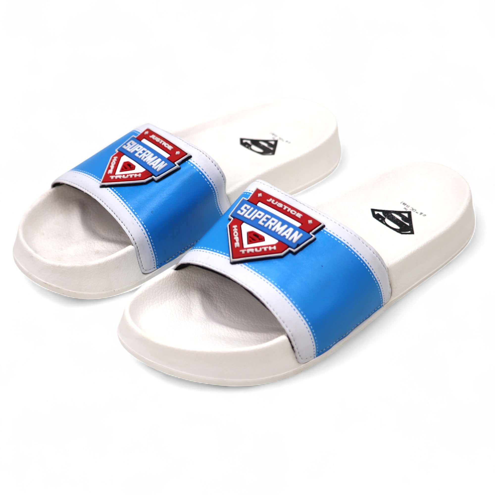 SVAAR x Superman Men's Slides – Soft Cushion, Anti-Slip, Lightweight- White