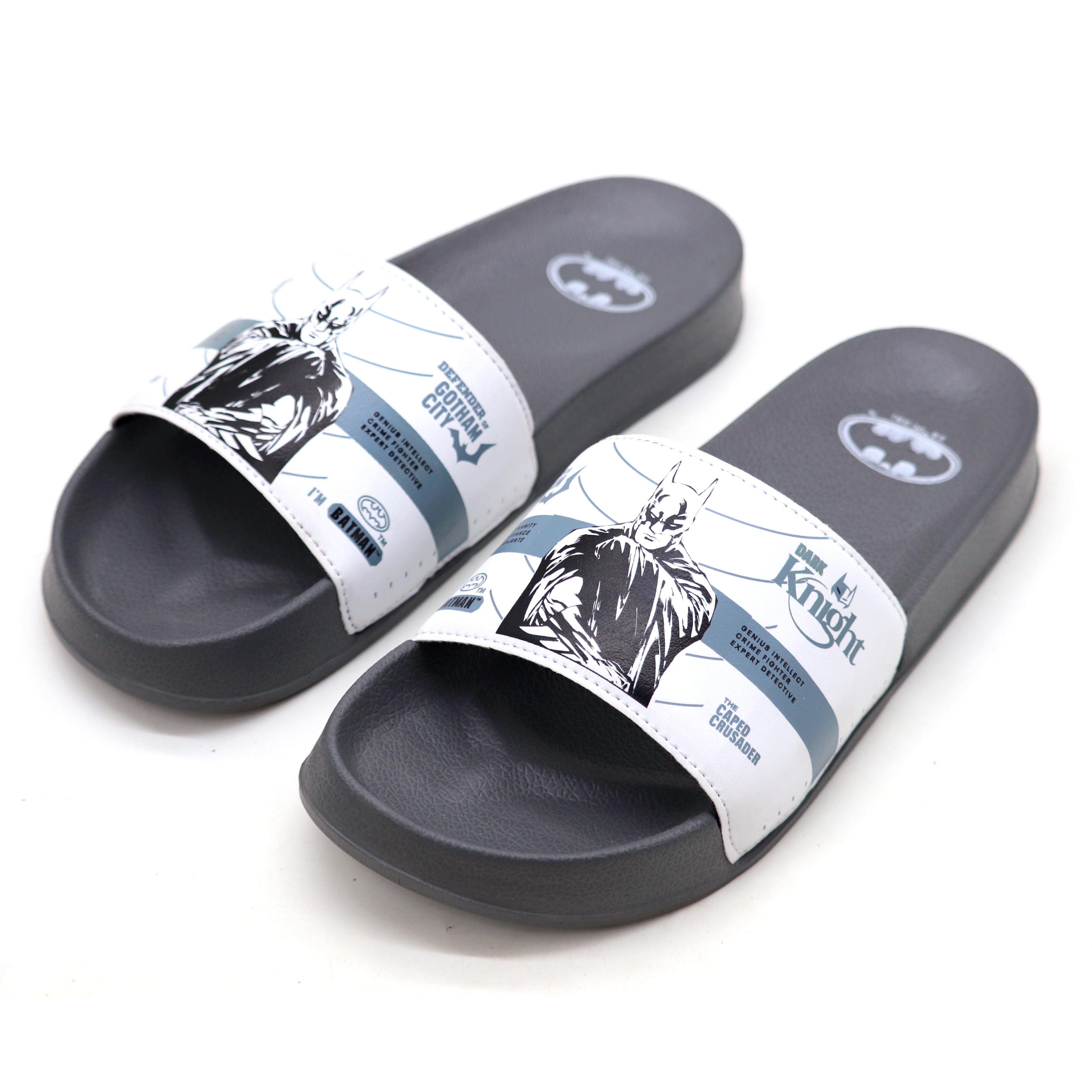 SVAAR Batman Gotham City Men's Sliders – Ultra Soft Cushioned Flip Flops - Grey
