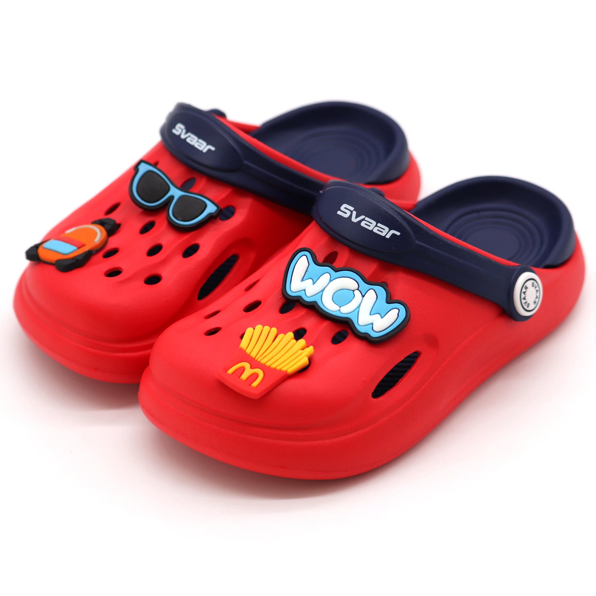 SVAAR Wow Clog Shoes For Boys & Girls, Indoor & Outdoor Sandals Clogs For Kids -Red