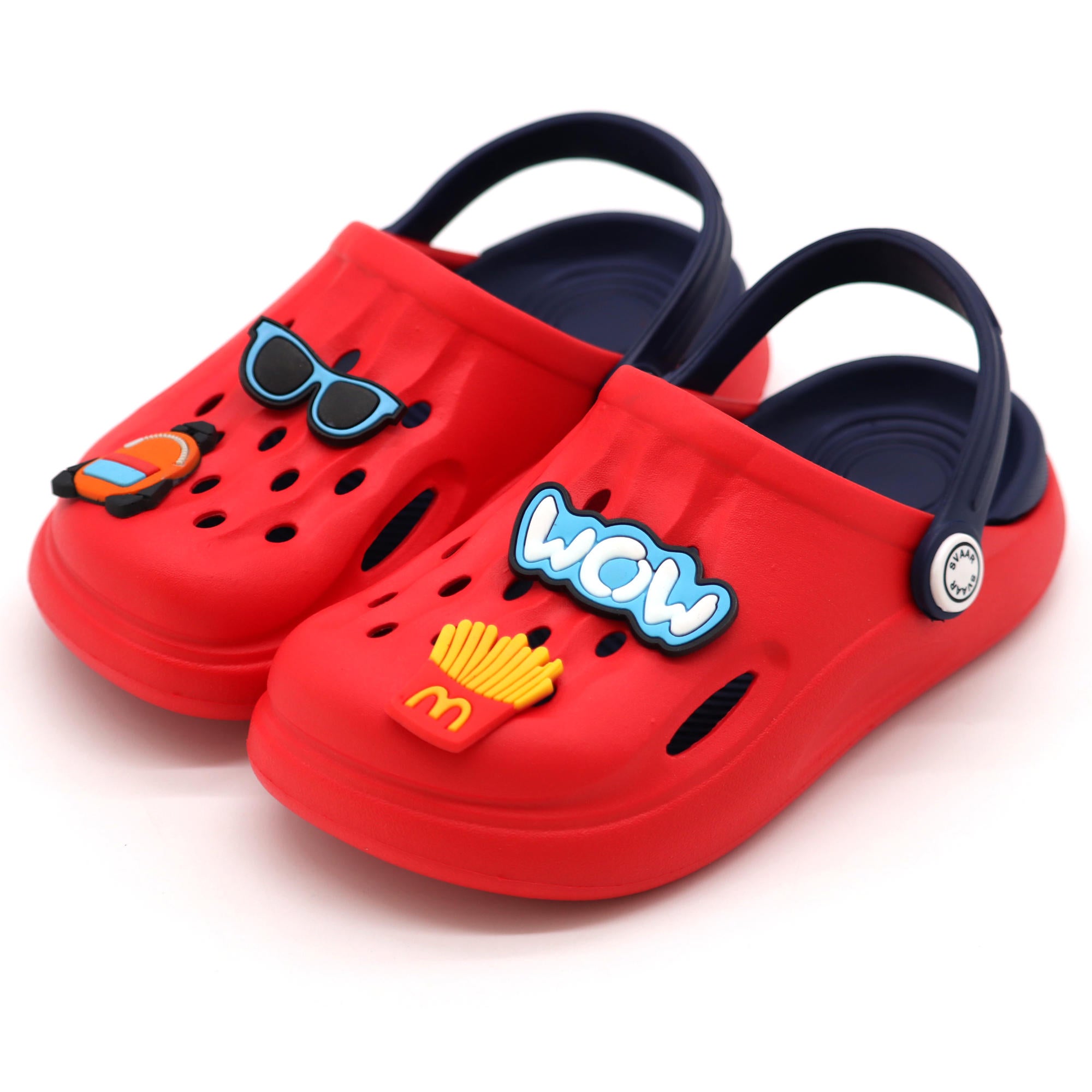 SVAAR Wow Clog Shoes For Boys & Girls, Indoor & Outdoor Sandals Clogs For Kids -Red