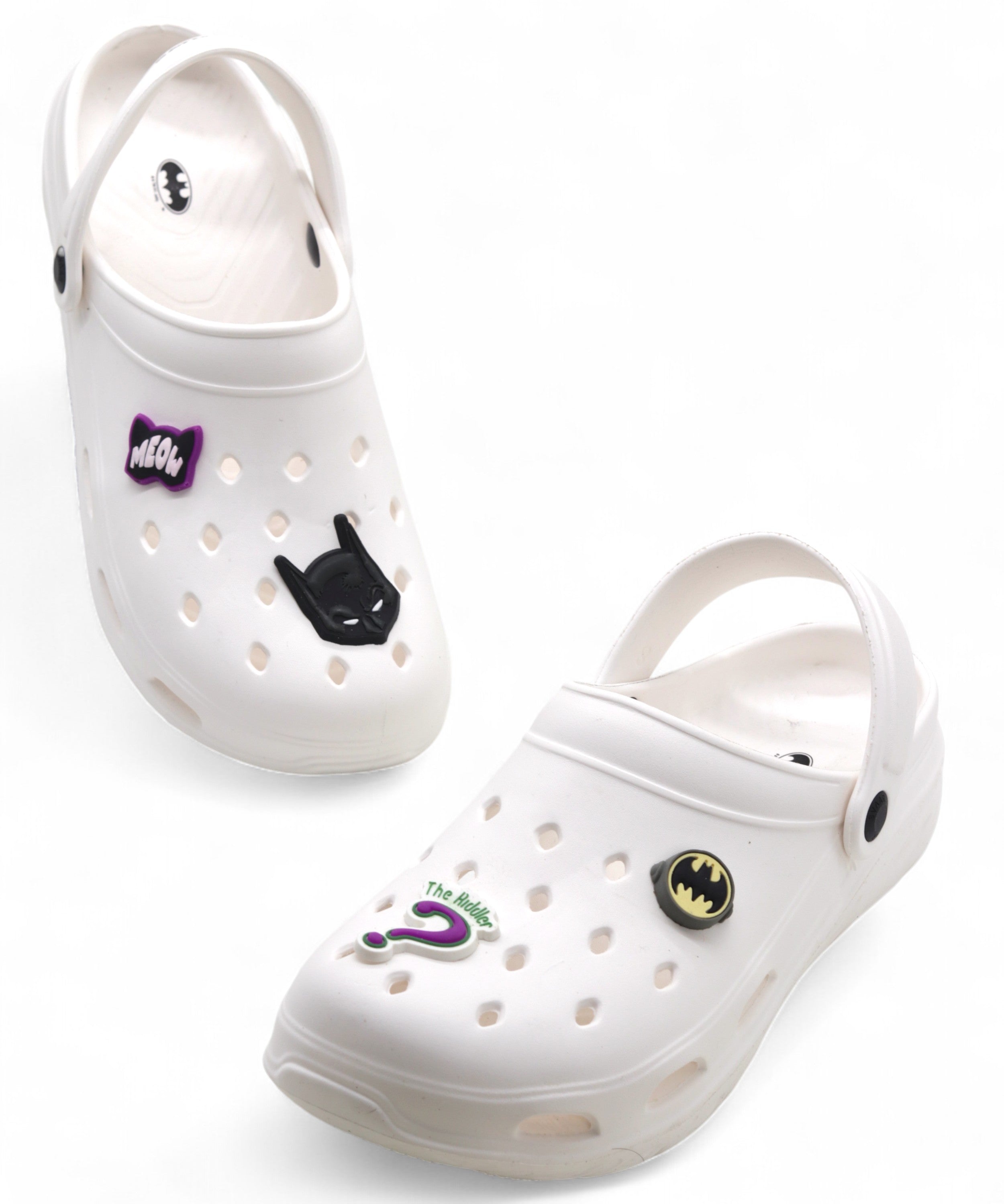 SVAAR x Batman Mens Clogs with Durable EVA Material and Adjustable Strap-White