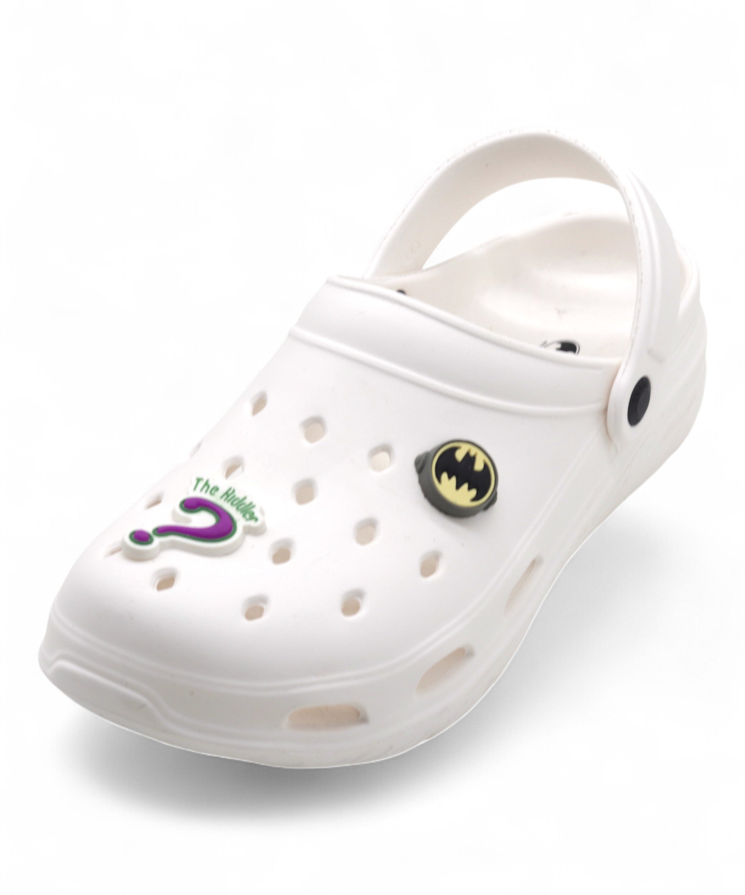 SVAAR x Batman Mens Clogs with Durable EVA Material and Adjustable Strap-White