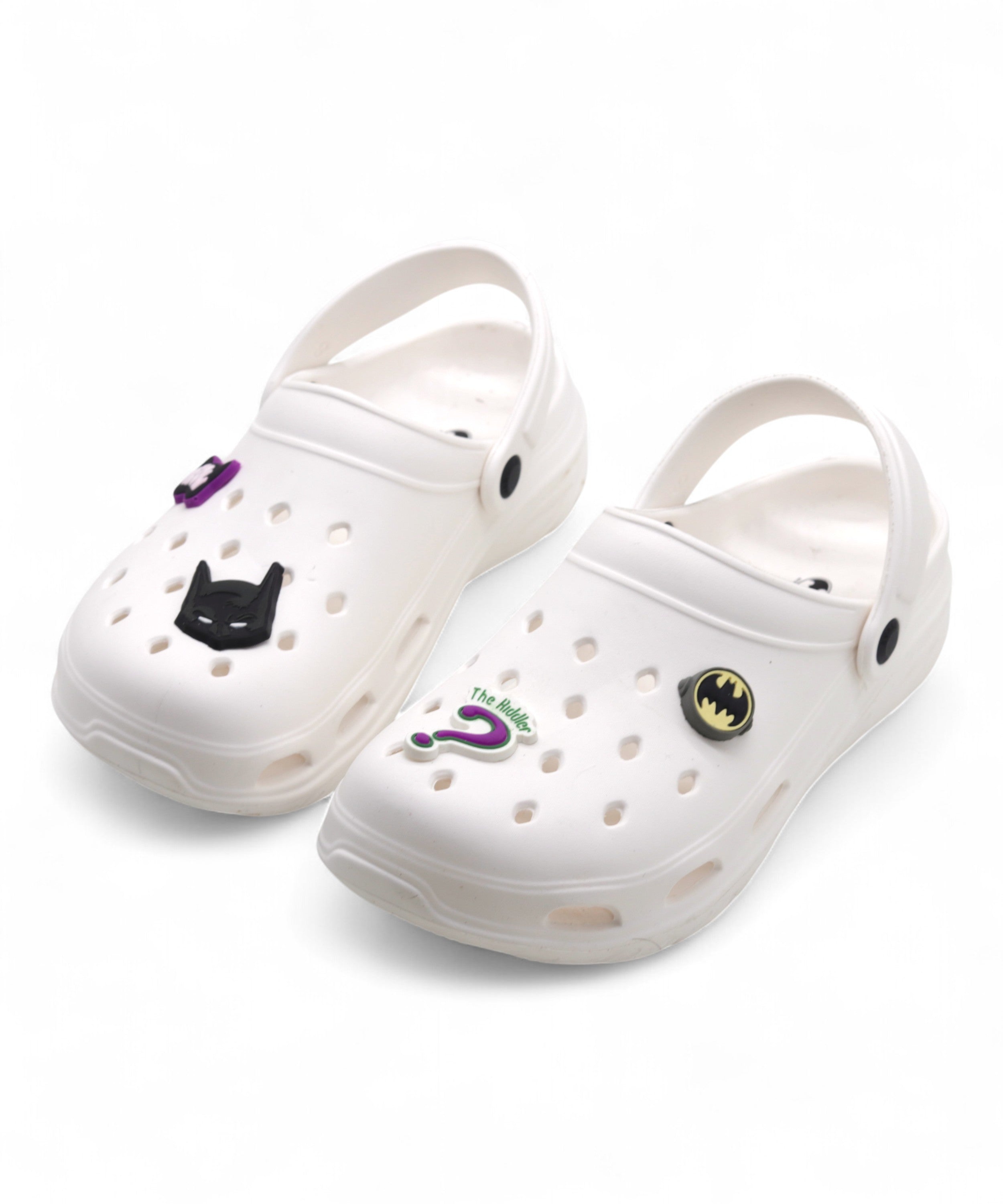SVAAR x Batman Mens Clogs with Durable EVA Material and Adjustable Strap-White