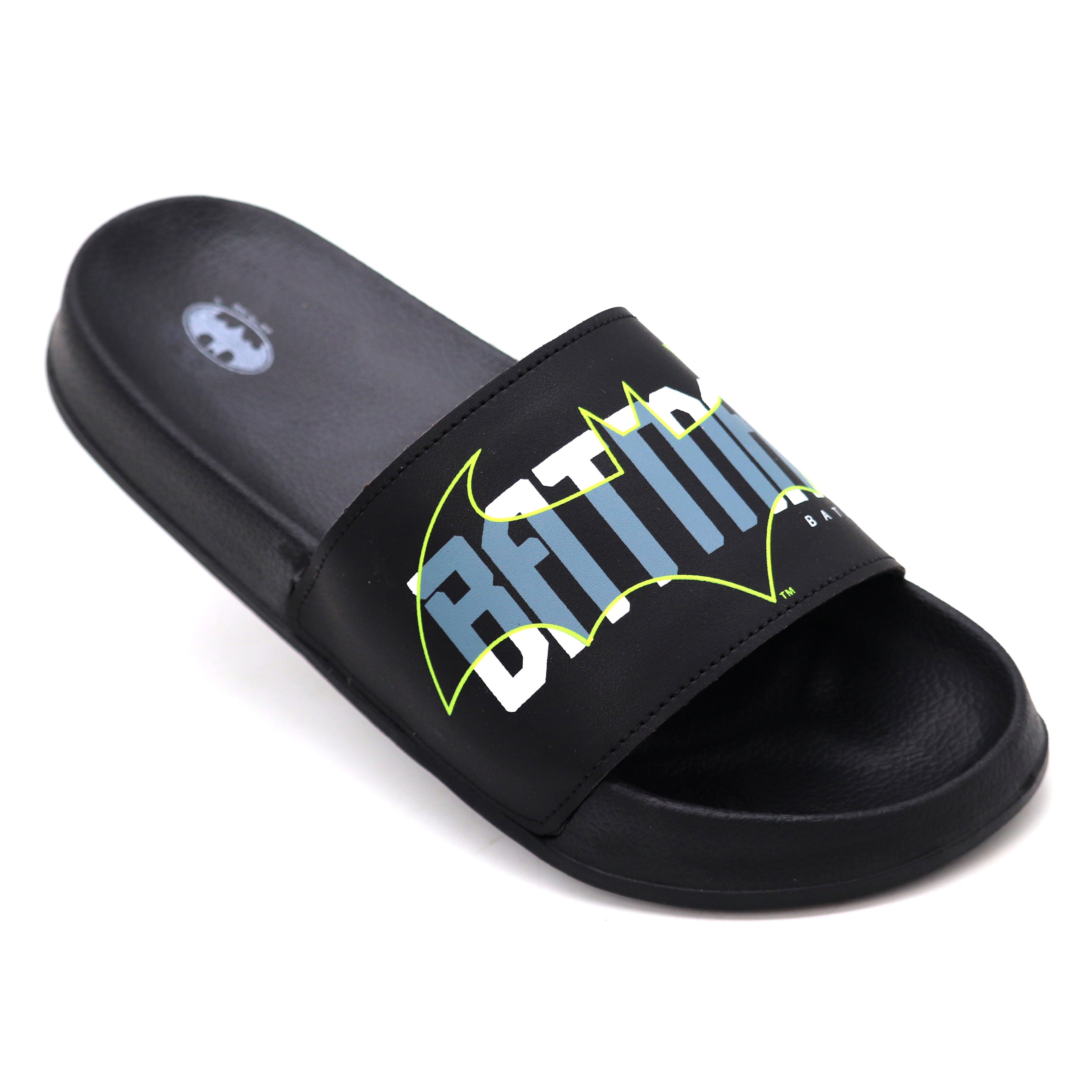 SVAAR Batman Edition Men's Black Sliders – Cushioned, Waterproof Flip Flops