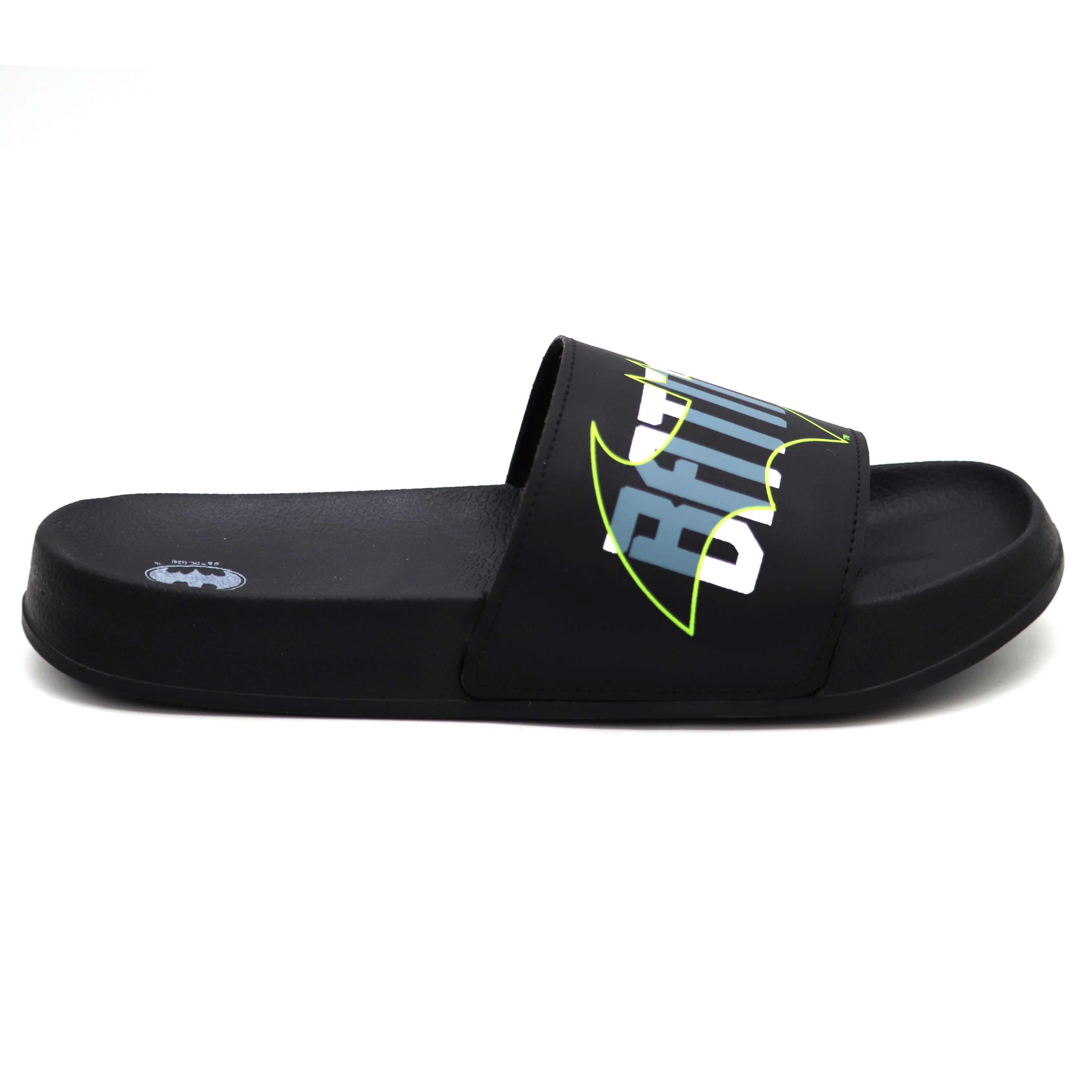 SVAAR Batman Edition Men's Black Sliders – Cushioned, Waterproof Flip Flops
