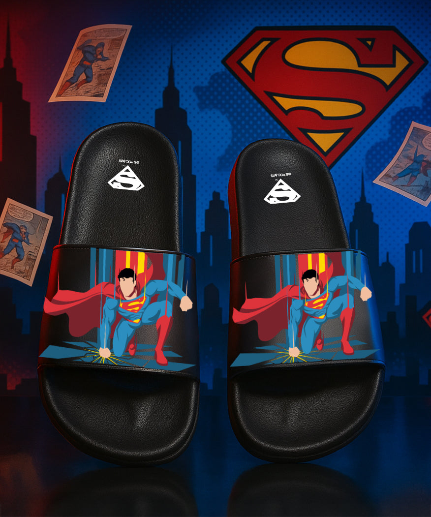SVAAR x Superman Men's Slides – Soft Cushion, Anti-Slip, Lightweight - Black
