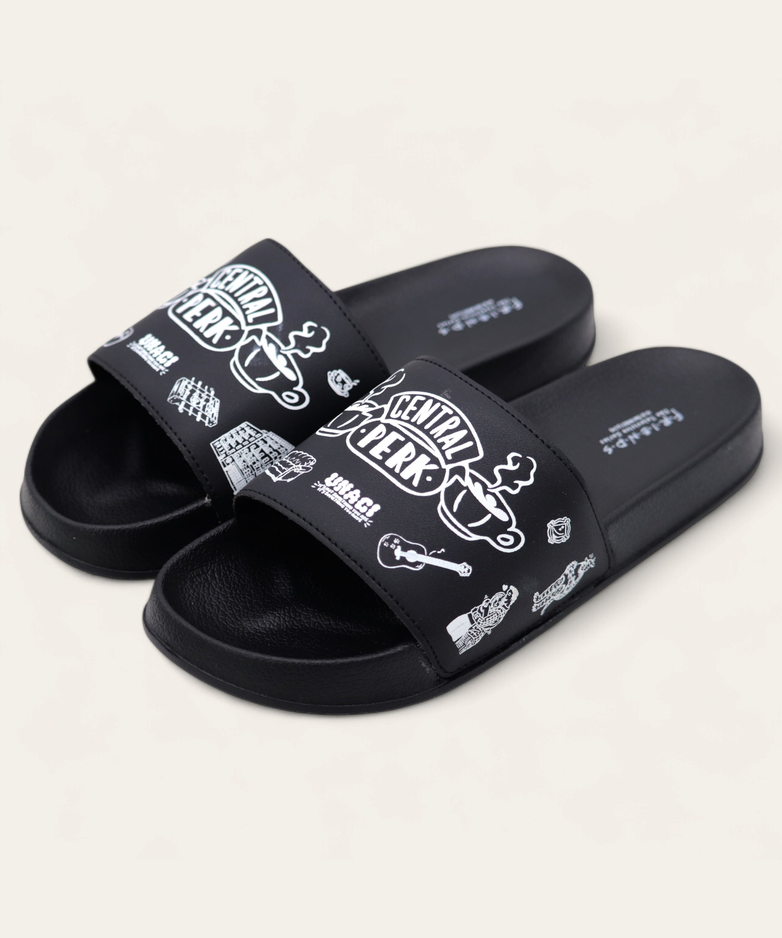 SVAAR x Friends Men’s Slides Soft Cushioned Lightweight Comfortable Slippers-Black