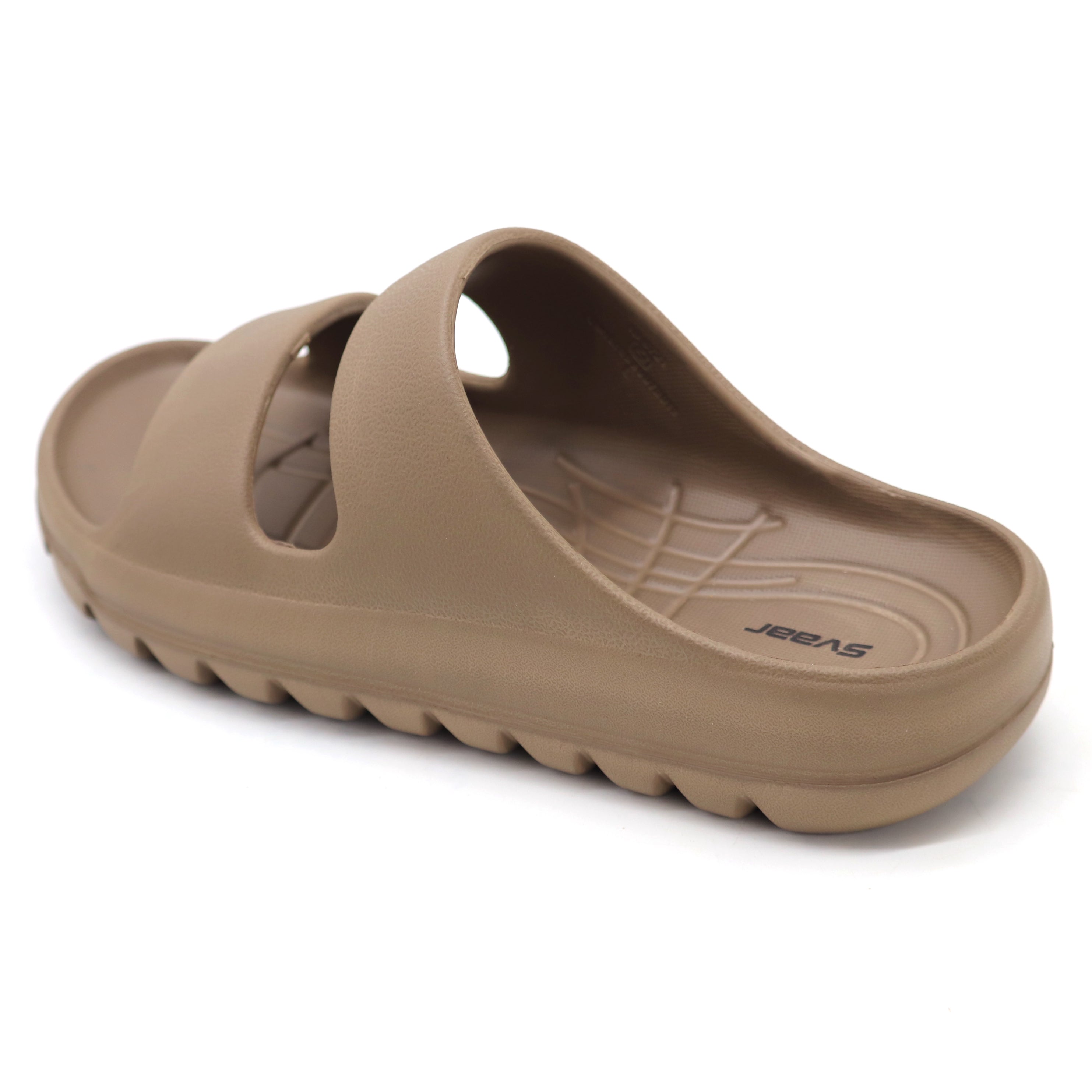 SVAAR Soft EVA Double Strap Slippers for Men | Stylish Anti-Skid Slides with Arch Support & Bouncy Sole | Lightweight Indoor Outdoor Comfort-Brown