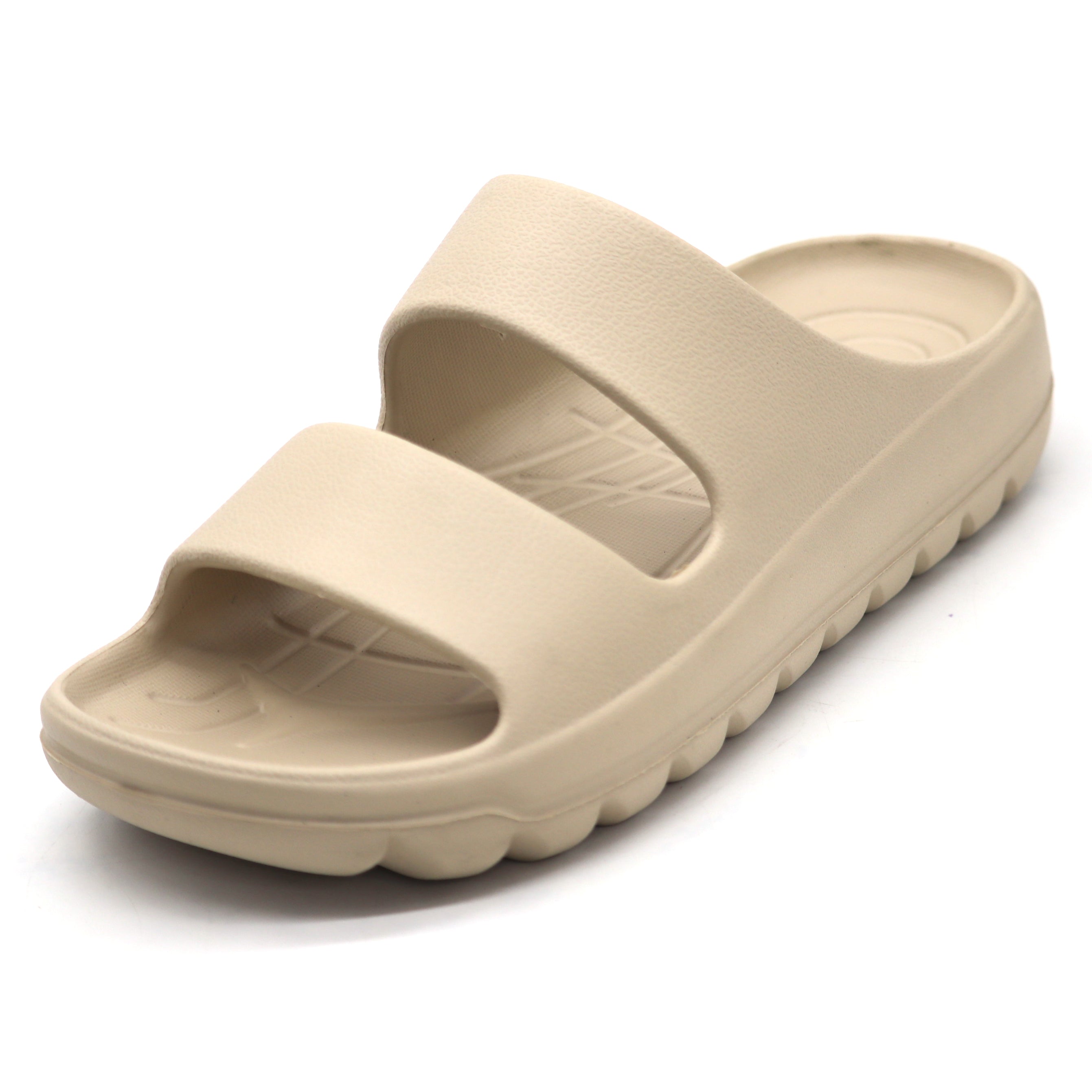 SVAAR Soft EVA Double Strap Slippers for Men | Stylish Anti-Skid Slides with Arch Support & Bouncy Sole | Lightweight Indoor Outdoor Comfort-Beige