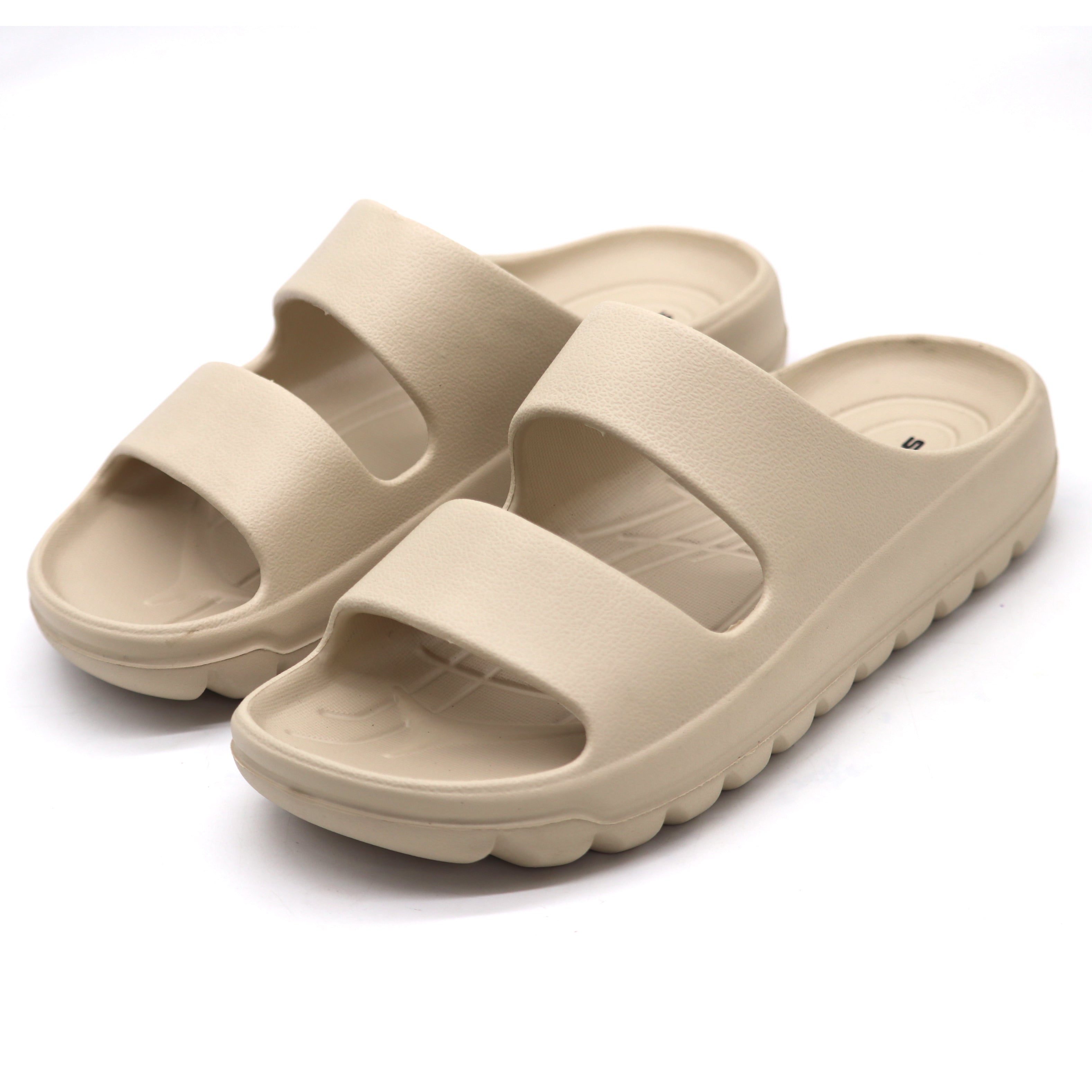 SVAAR Soft EVA Double Strap Slippers for Men | Stylish Anti-Skid Slides with Arch Support & Bouncy Sole | Lightweight Indoor Outdoor Comfort-Beige