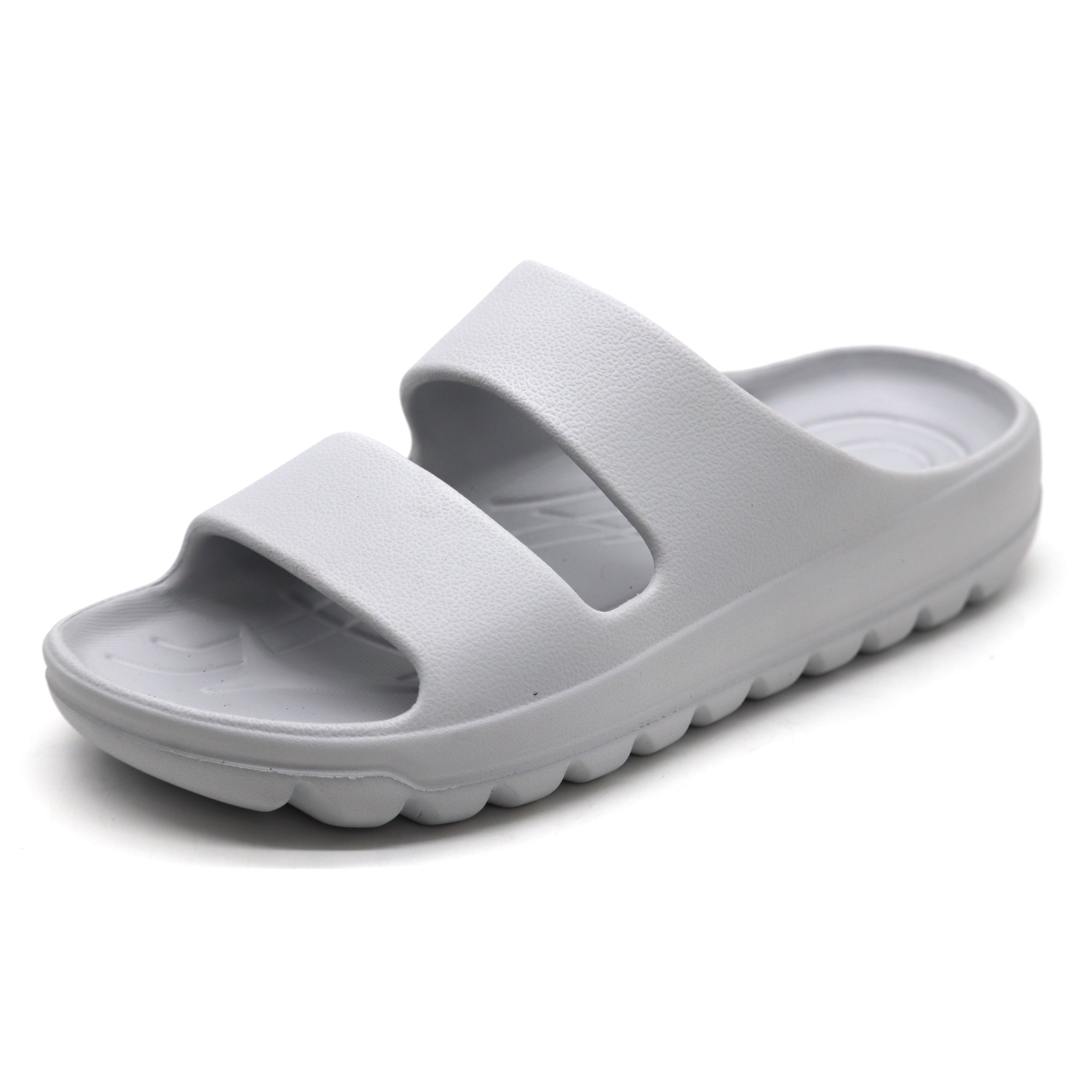 SVAAR Soft EVA Double Strap Slippers for Men | Stylish Anti-Skid Slides with Arch Support & Bouncy Sole | Lightweight Indoor Outdoor Comfort-Grey