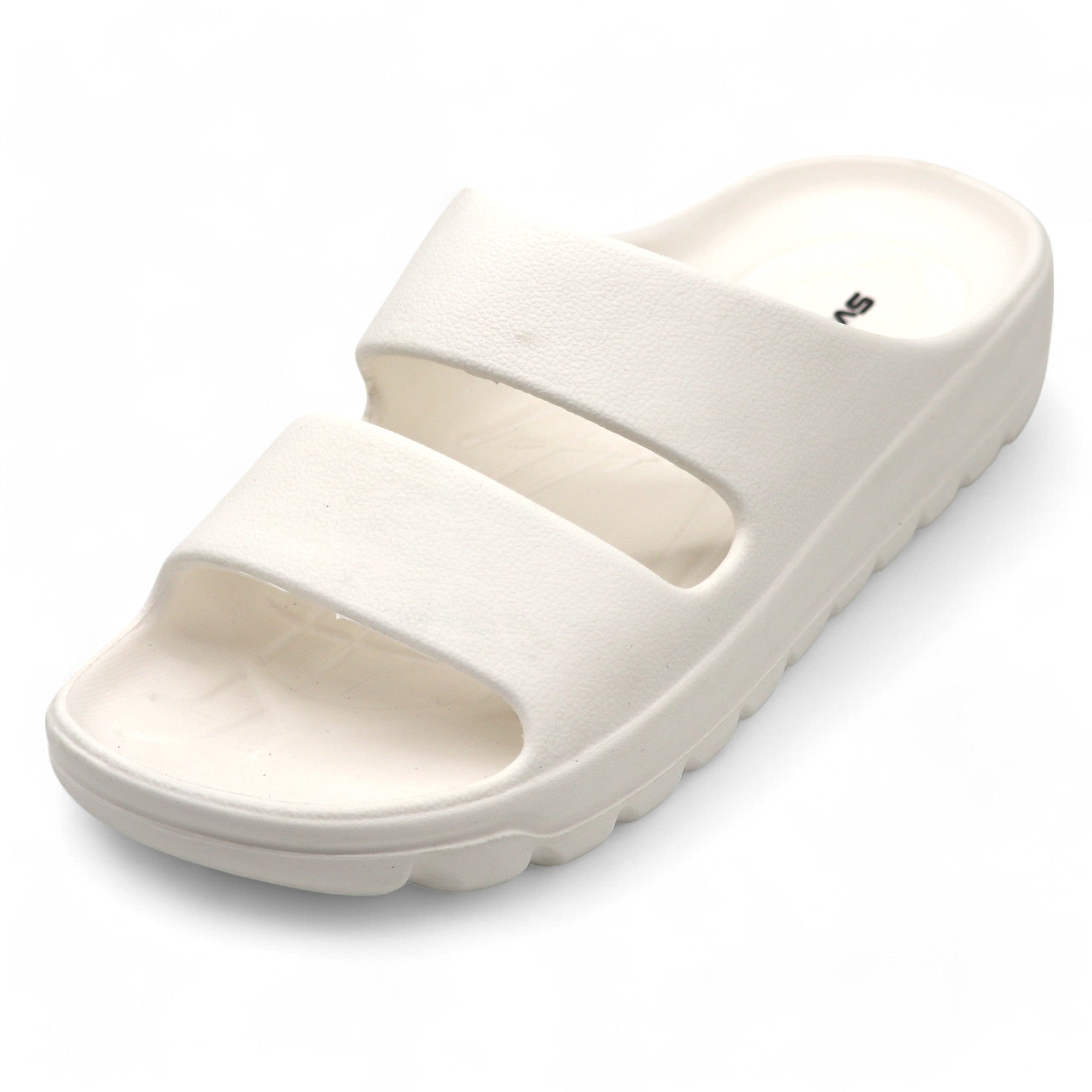 SVAAR Soft EVA Double Strap Slippers for Men | Stylish Anti-Skid Slides with Arch Support & Bouncy Sole | Lightweight Indoor Outdoor Comfort-White