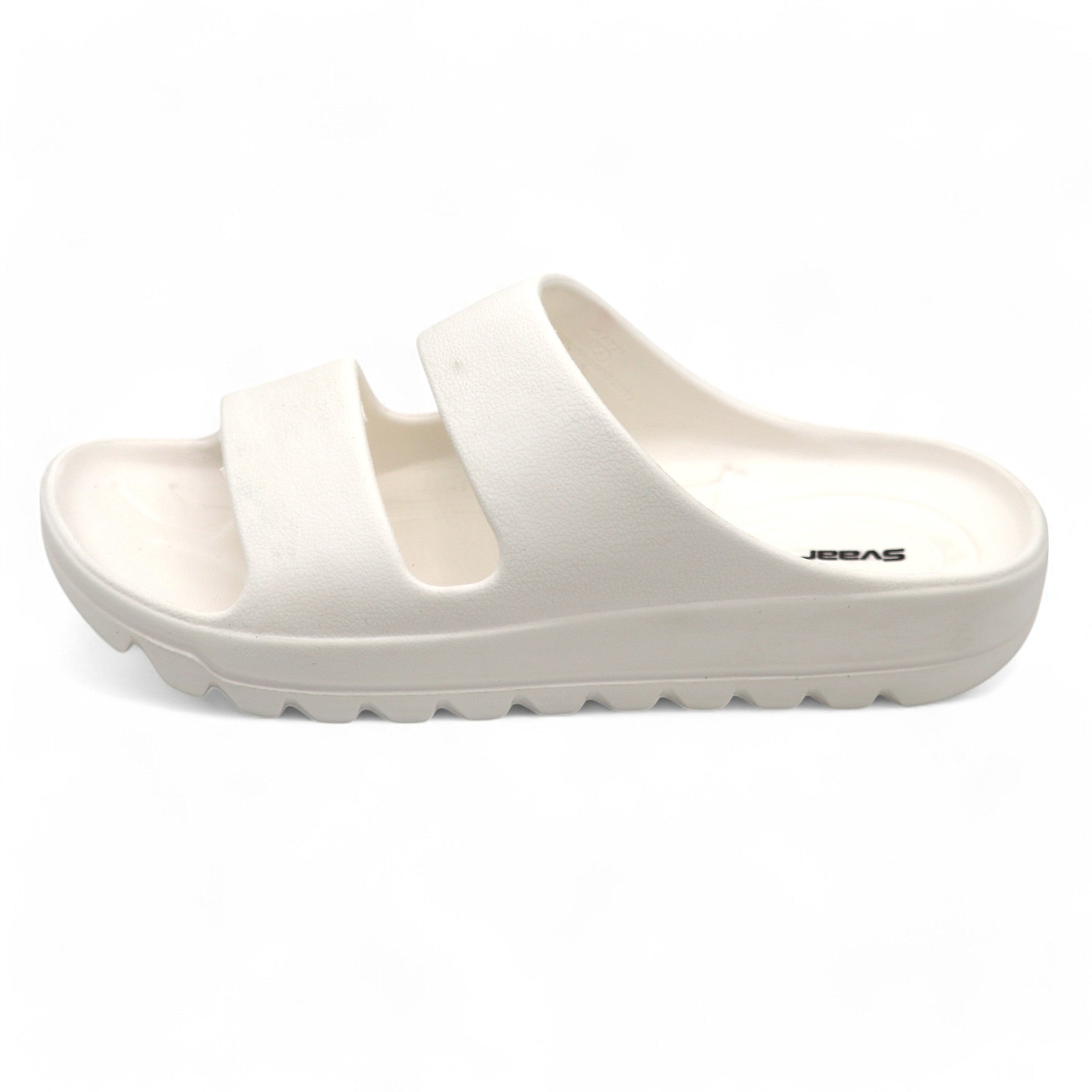 SVAAR Soft EVA Double Strap Slippers for Men | Stylish Anti-Skid Slides with Arch Support & Bouncy Sole | Lightweight Indoor Outdoor Comfort-White