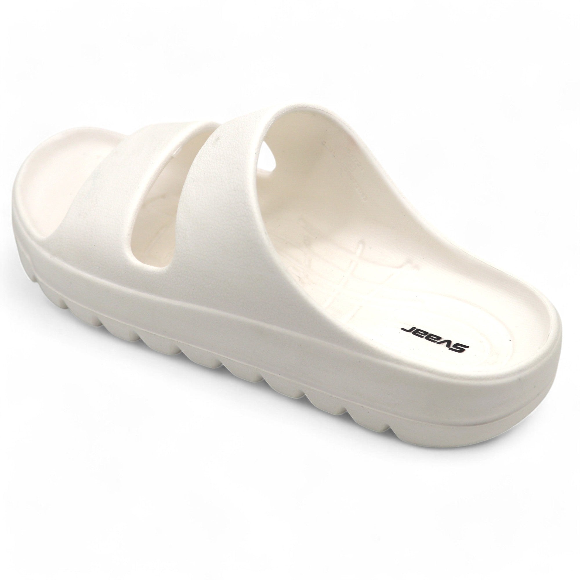 SVAAR Soft EVA Double Strap Slippers for Men | Stylish Anti-Skid Slides with Arch Support & Bouncy Sole | Lightweight Indoor Outdoor Comfort-White