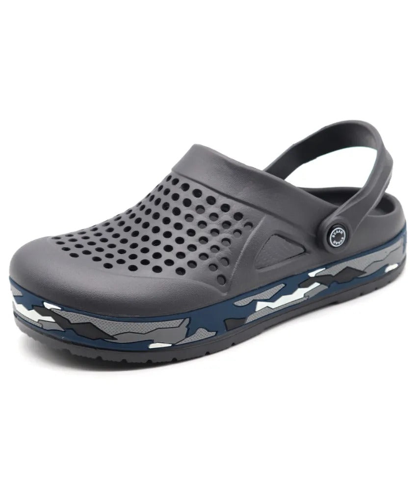 SVAAR Men's Super Stylish Clogs || Sandals with Adjustable Back Strap for Men- Grey