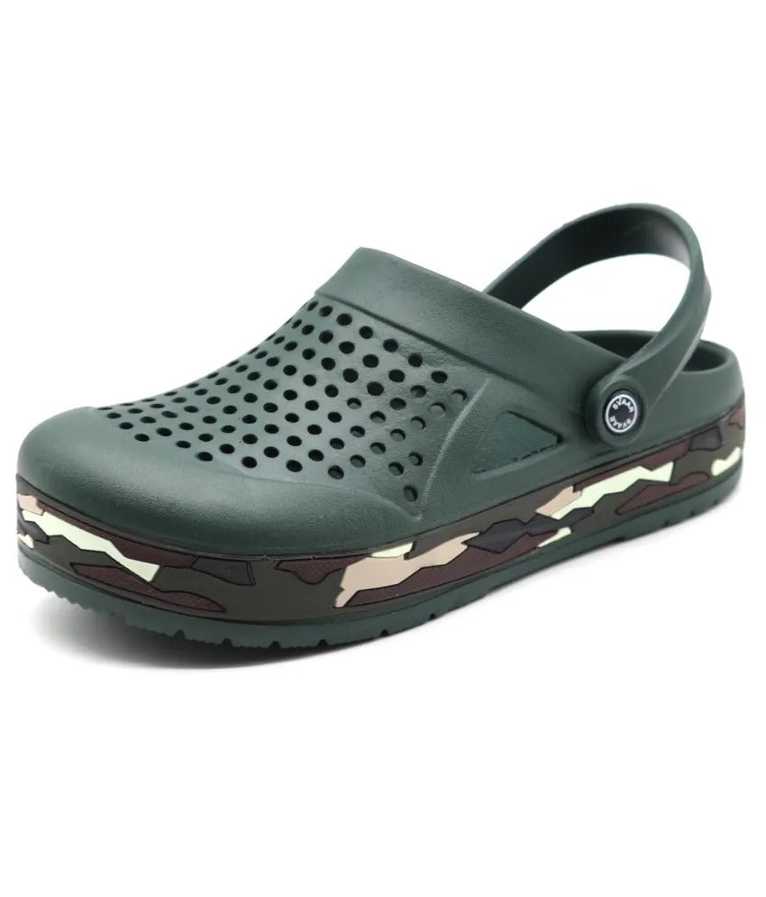 SVAAR Men's Super Stylish Clogs || Sandals with Adjustable Back Strap for Men- Olive