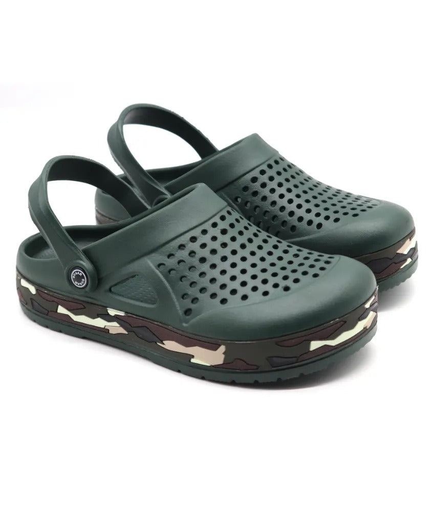 SVAAR Men's Super Stylish Clogs || Sandals with Adjustable Back Strap for Men- Olive