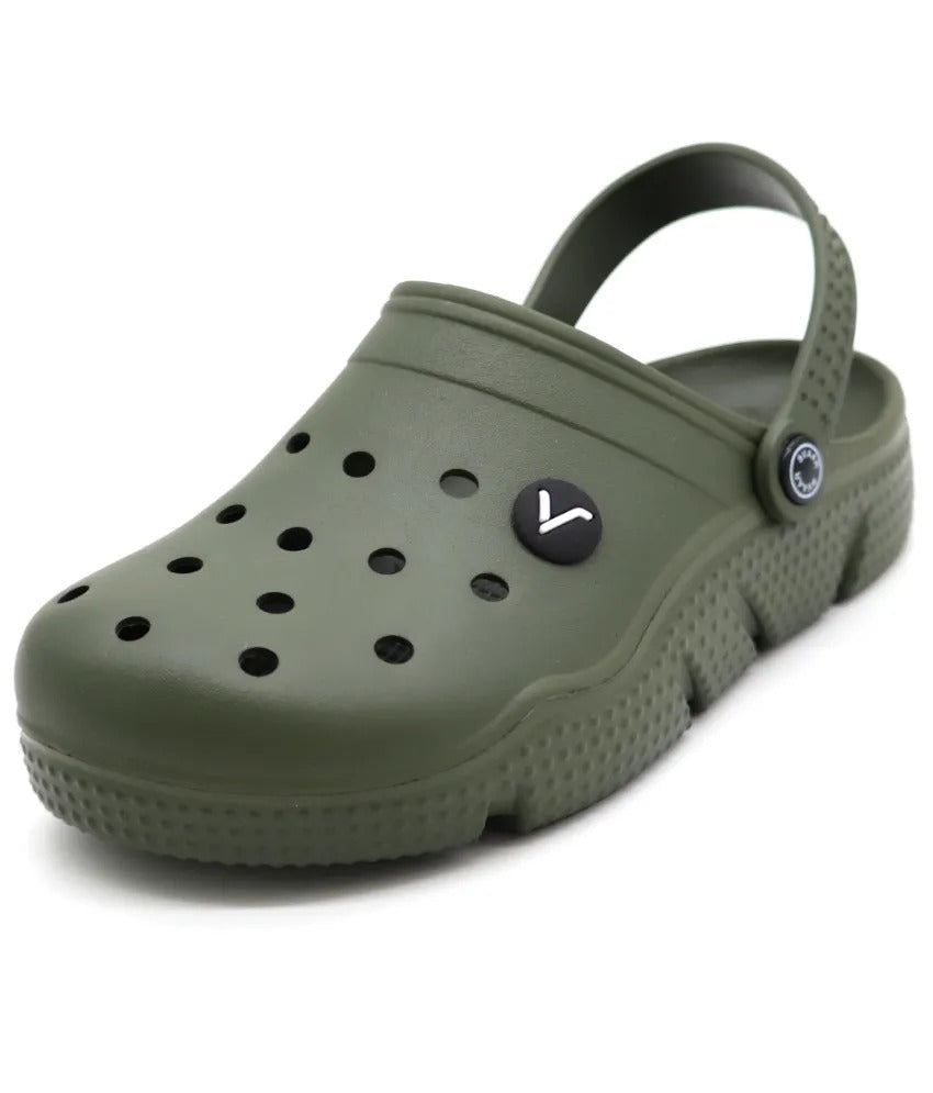 SVAAR Men's Super Comfortable Clogs || Sandals with Adjustable Back Strap for Men-Olive