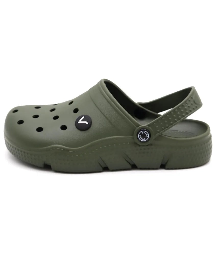 SVAAR Men's Super Comfortable Clogs || Sandals with Adjustable Back Strap for Men-Olive