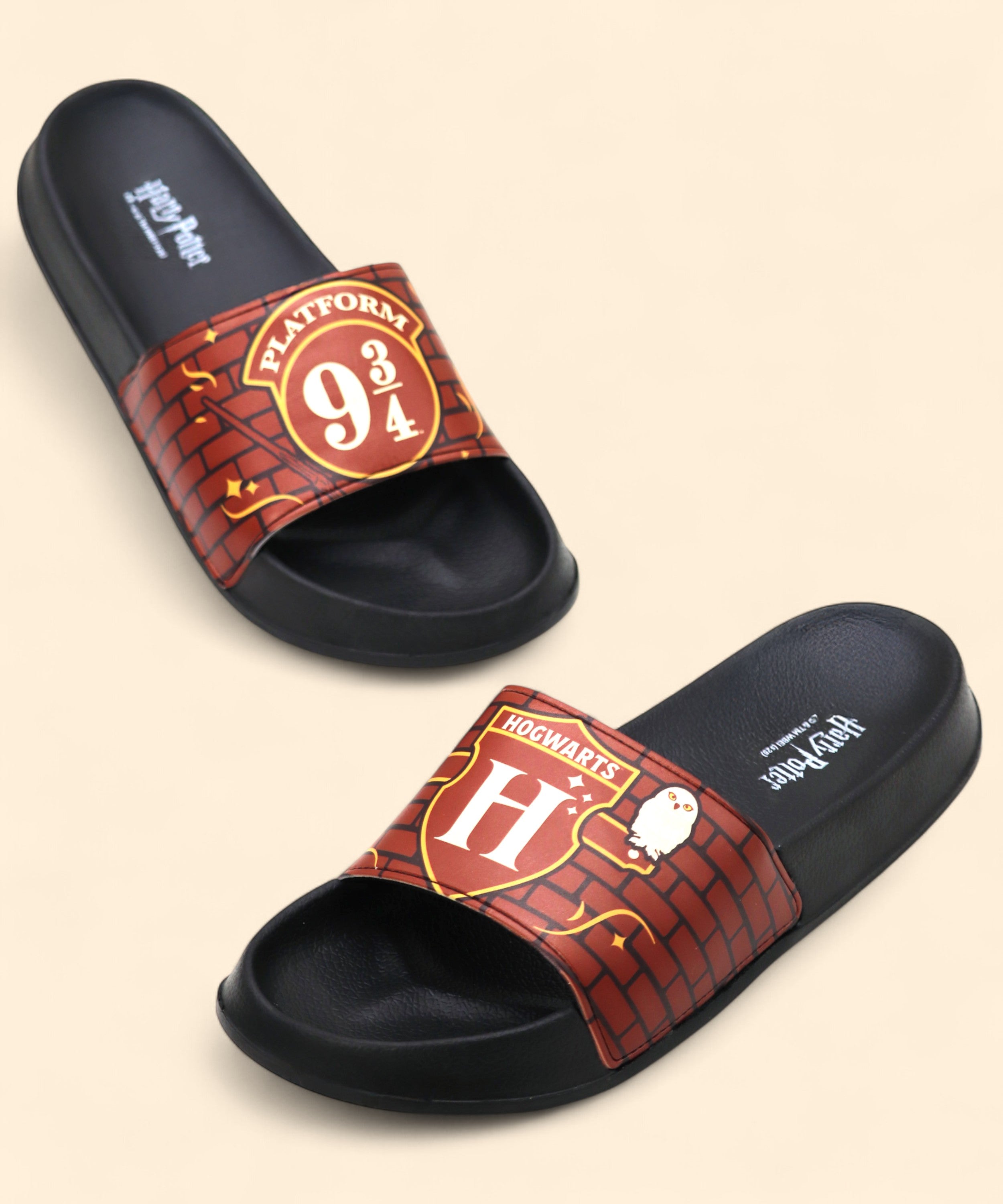 SVAAR Harry Potter Themed Slides for Men Soft Cushioned Lightweight EVA Sole-Black