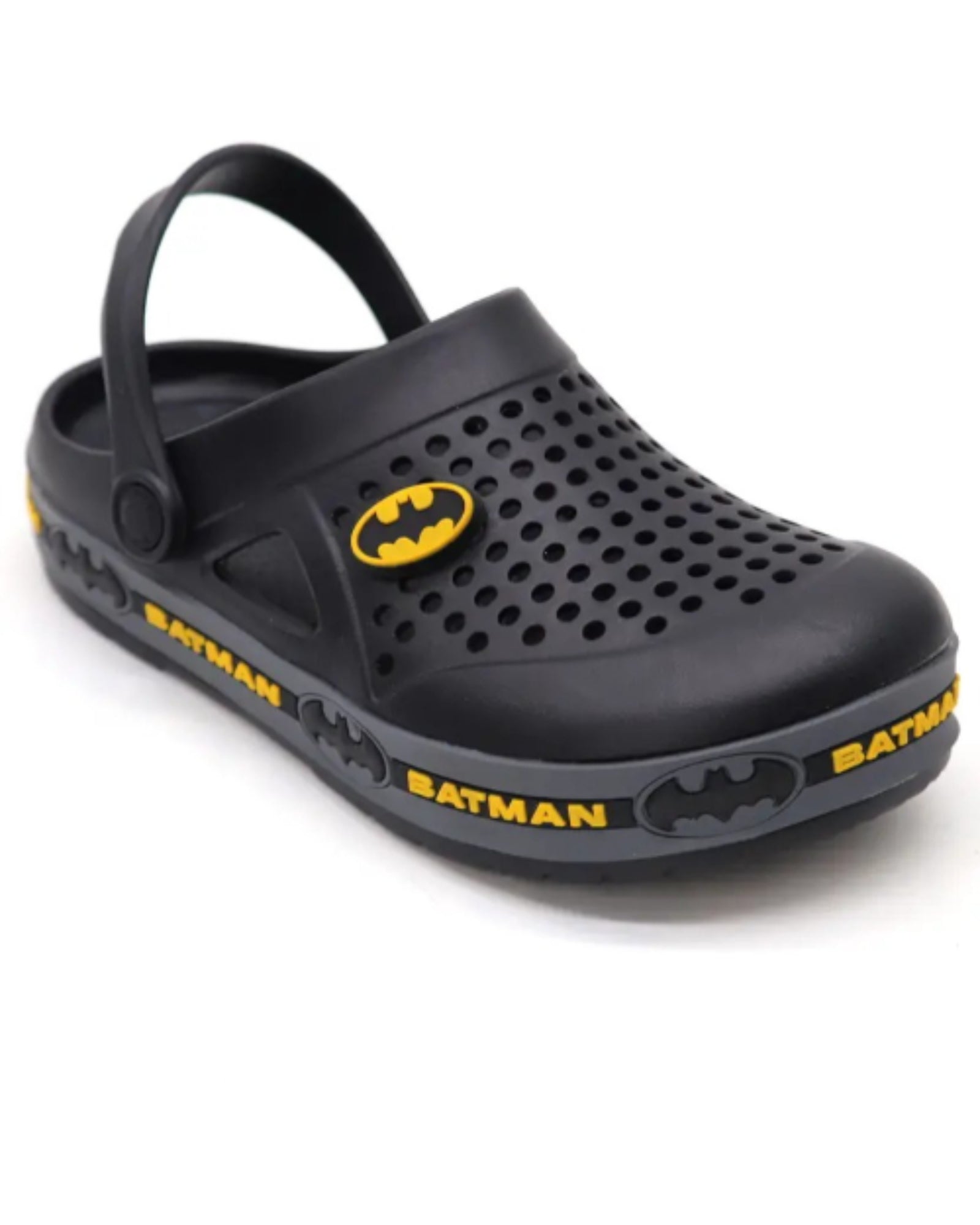 SVAAR Batman Men’s Clogs with Charms and Adjustable Strap-Black