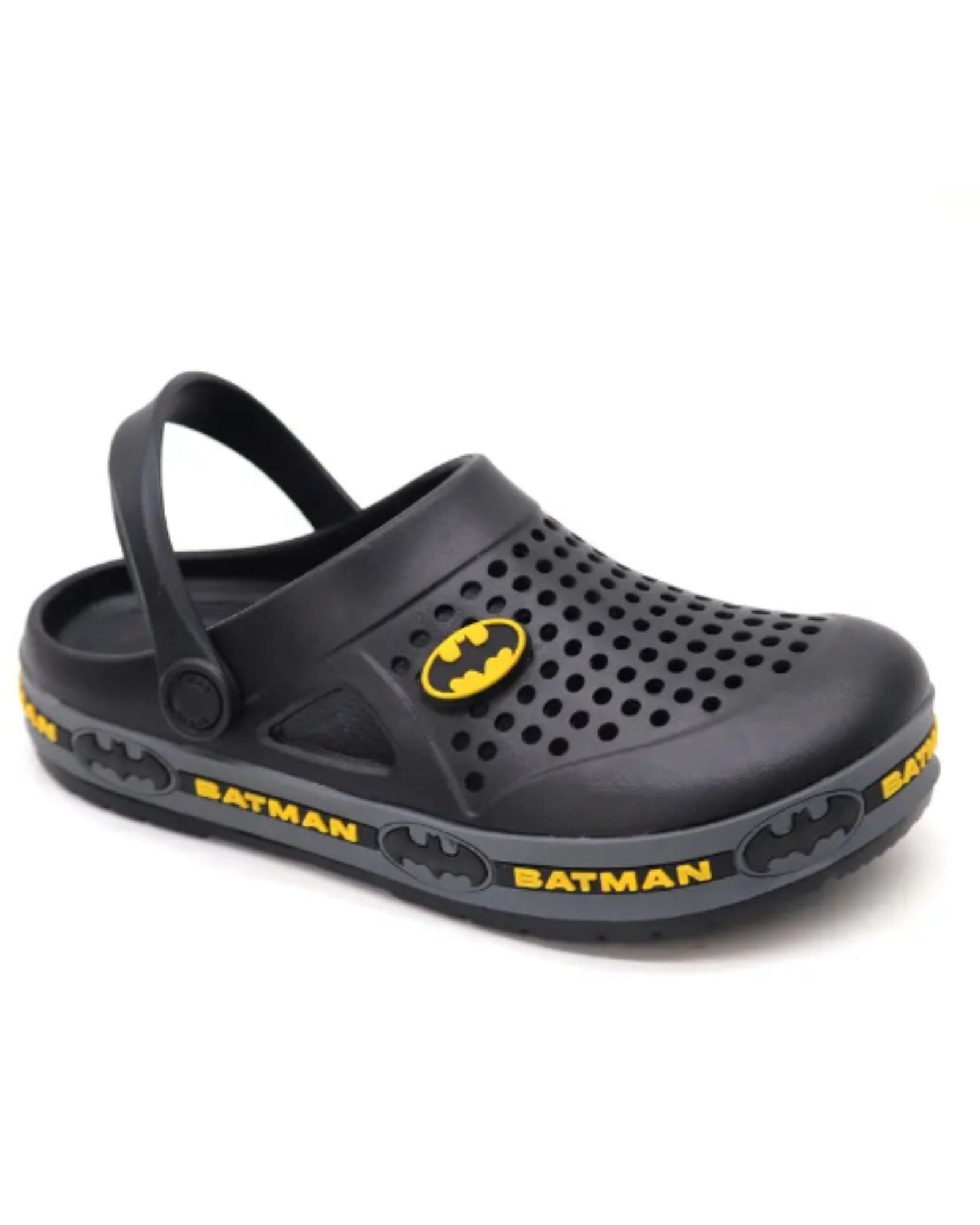 SVAAR Batman Men’s Clogs with Charms and Adjustable Strap-Black