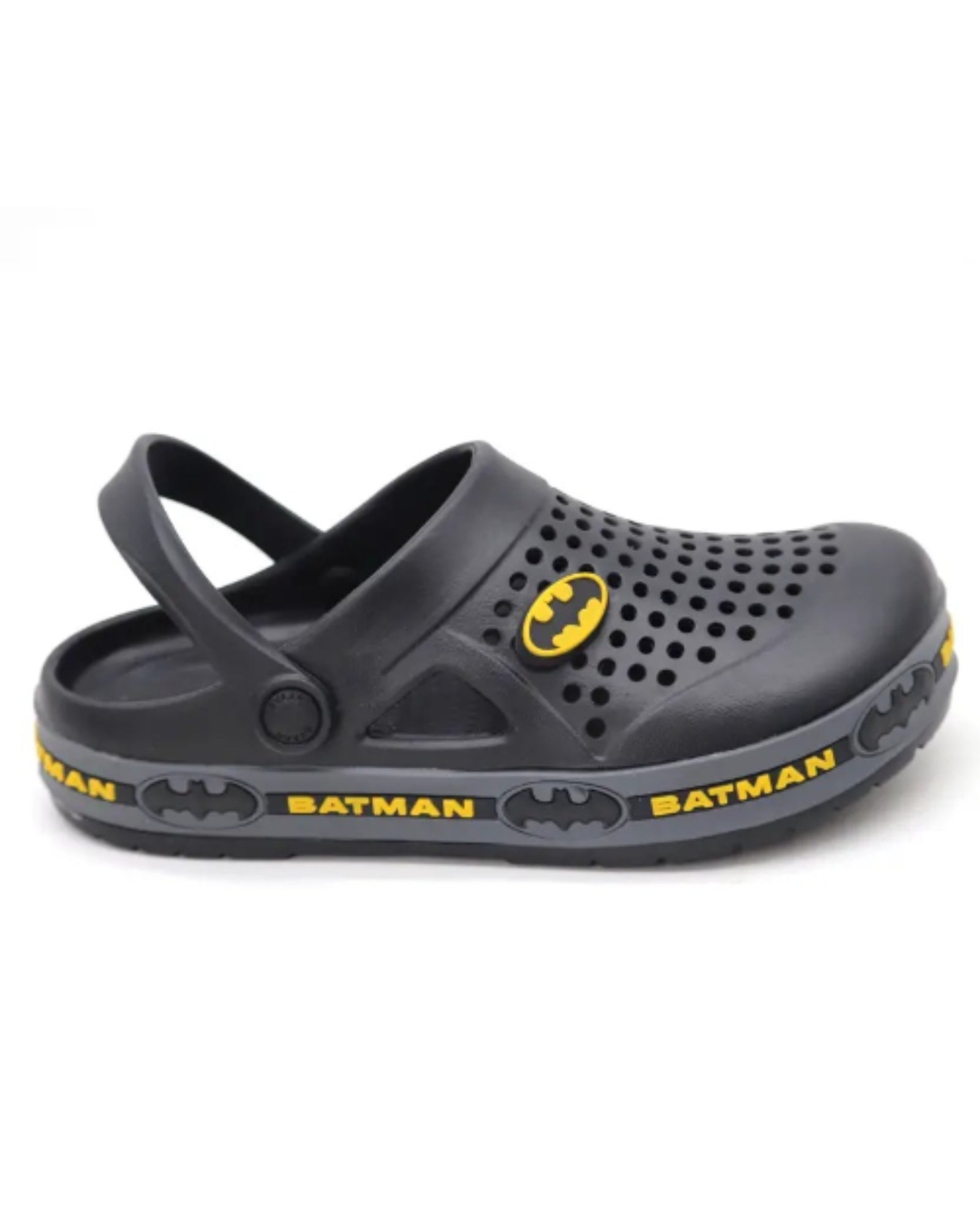 SVAAR Batman Men’s Clogs with Charms and Adjustable Strap-Black