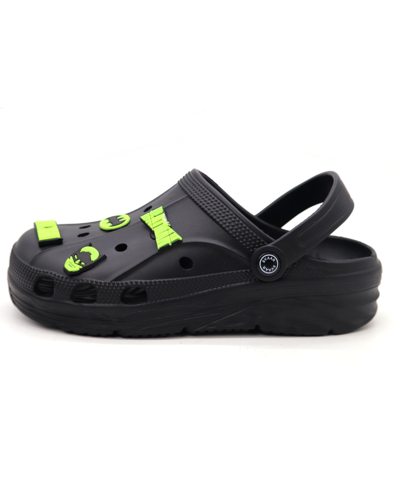 SVAAR Batman Men’s Clogs with Batman Charms and Adjustable Back Strap-Black