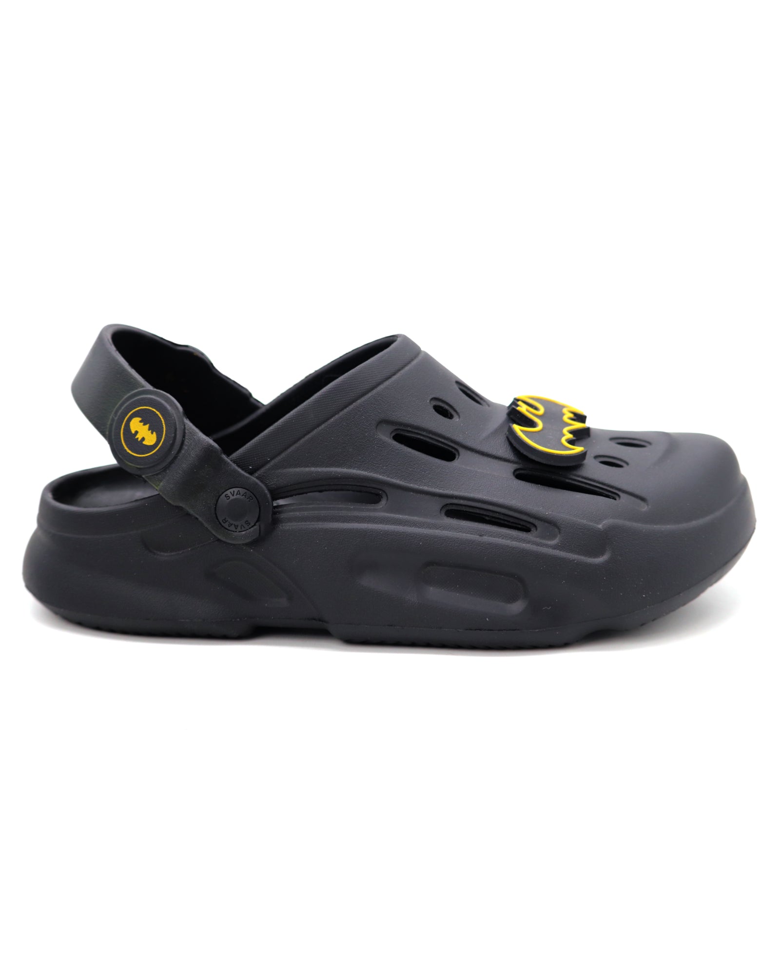 SVAAR Batman Men’s Sturdy Clogs with Batman Charms and Back Strap-Black