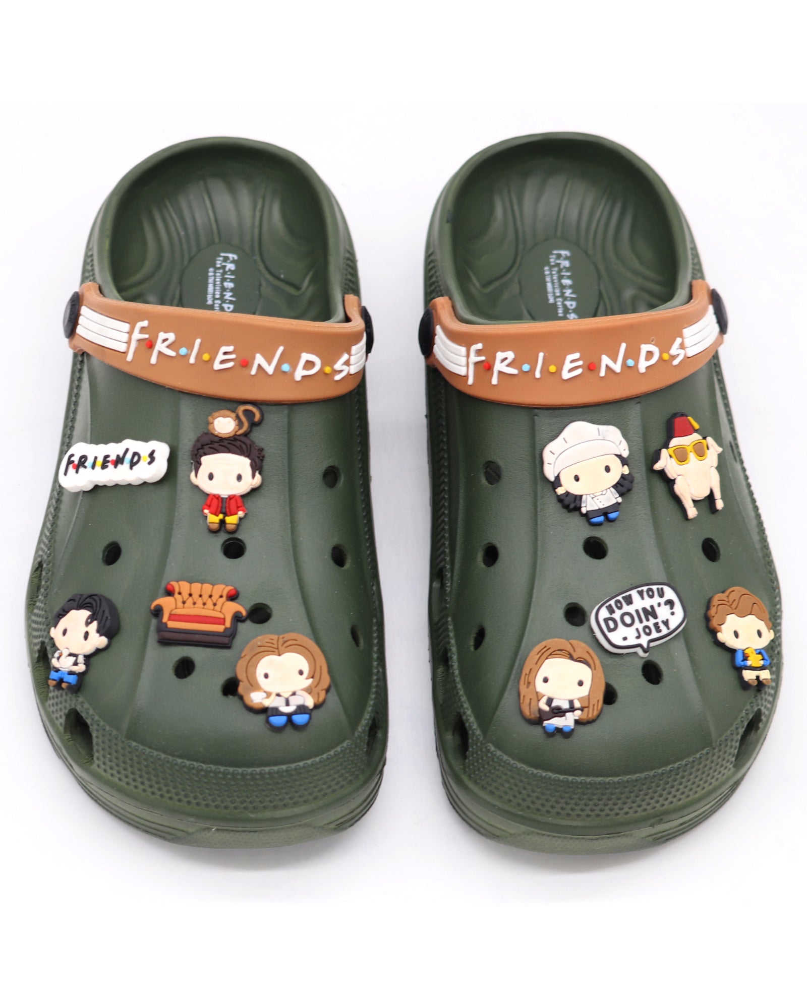 SVAAR x Friends Men’s Stylish Clogs with Friends Charms and Back Strap-Olive