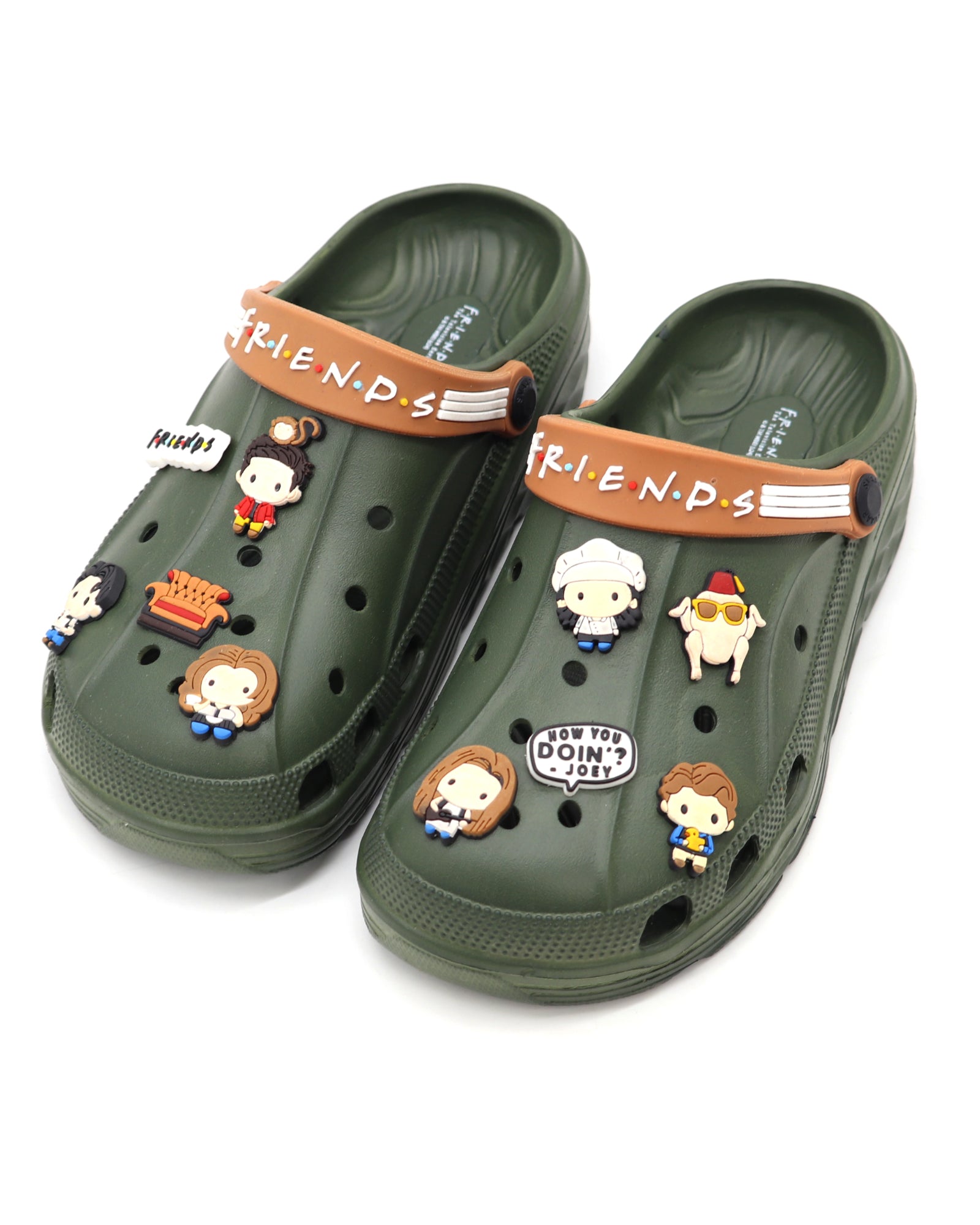 SVAAR x Friends Men’s Stylish Clogs with Friends Charms and Back Strap-Olive