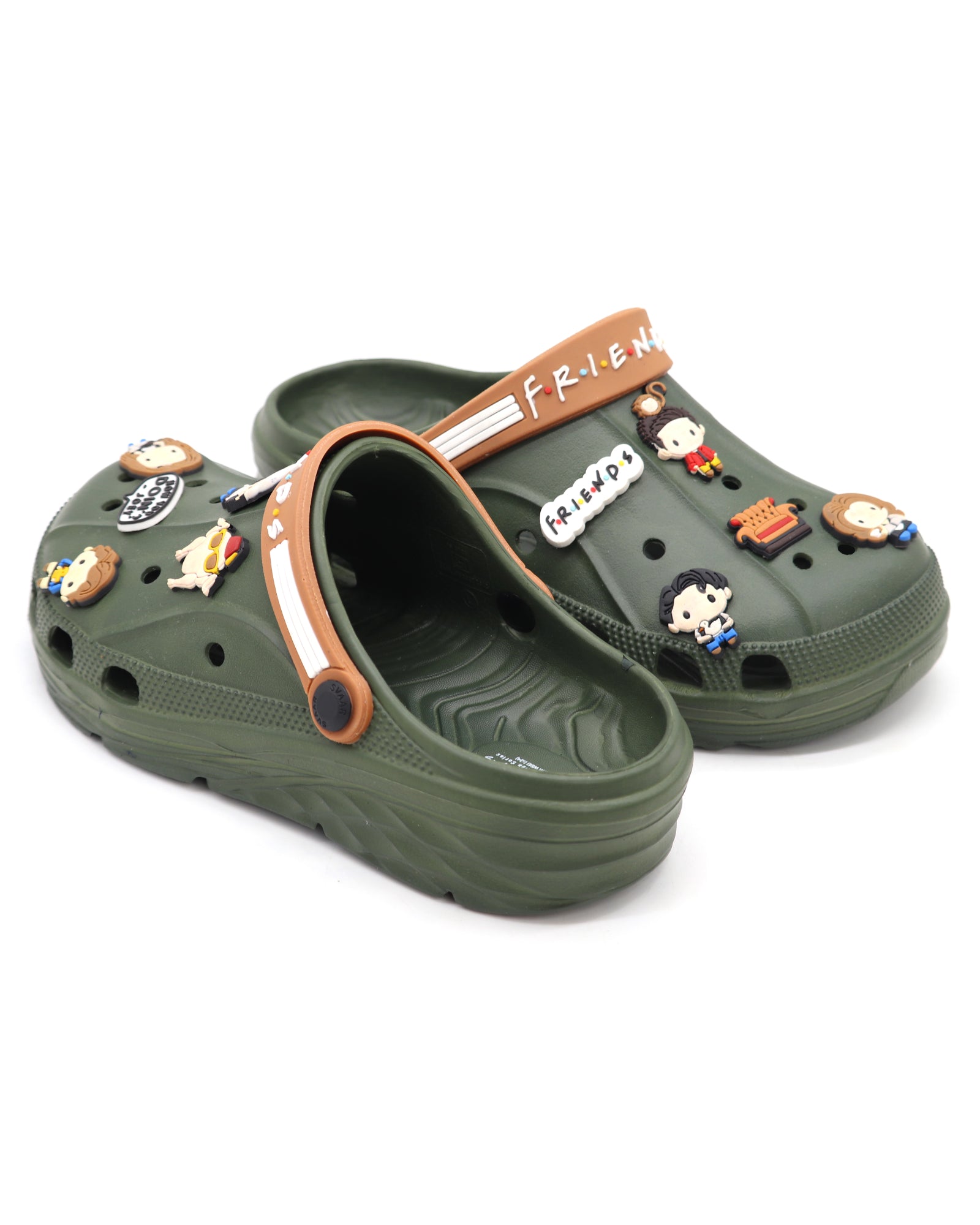 SVAAR x Friends Men’s Stylish Clogs with Friends Charms and Back Strap-Olive