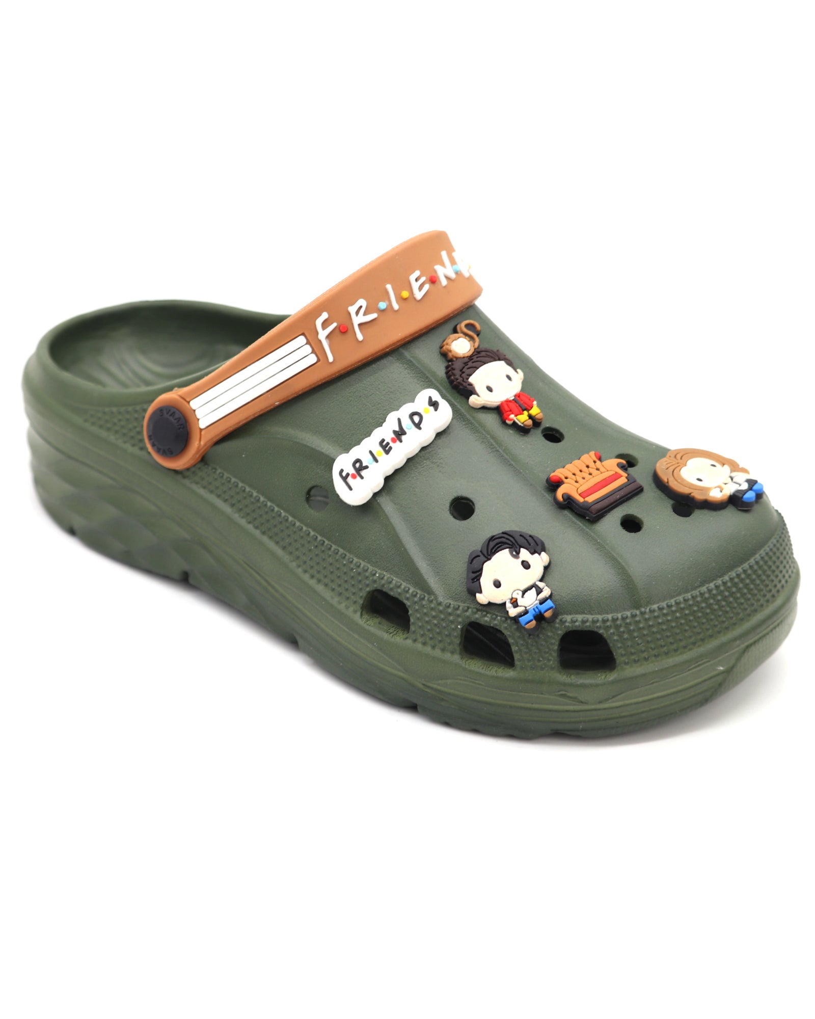 SVAAR x Friends Men’s Stylish Clogs with Friends Charms and Back Strap-Olive