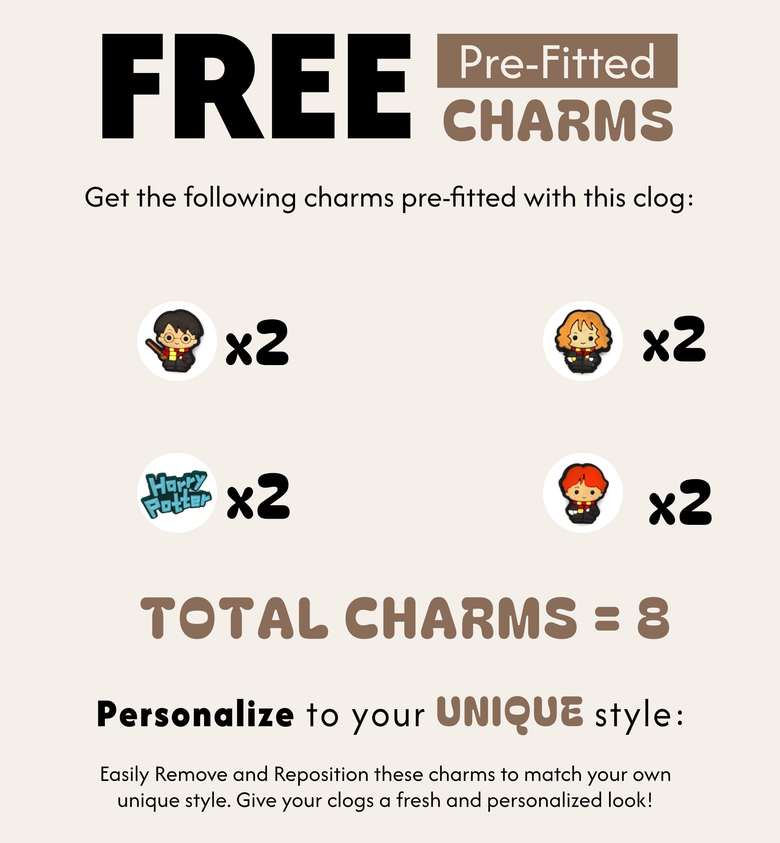 SVAAR x Harry Potter Women’s Magical Clogs with Harry Potter Charms and Back Strap Black