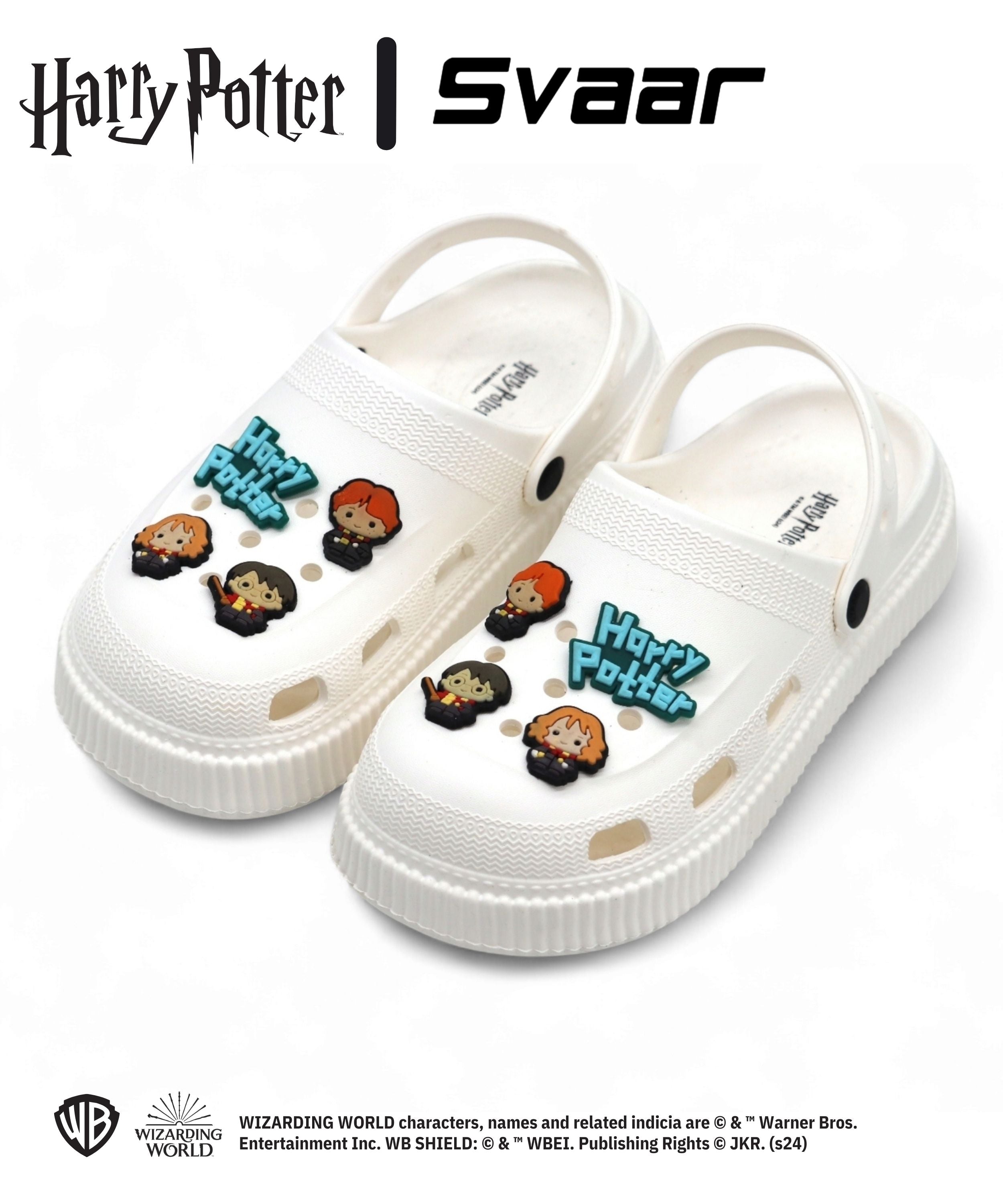 SVAAR x Harry Potter Women’s Magical Clogs with Harry Potter Charms and Back Strap-White