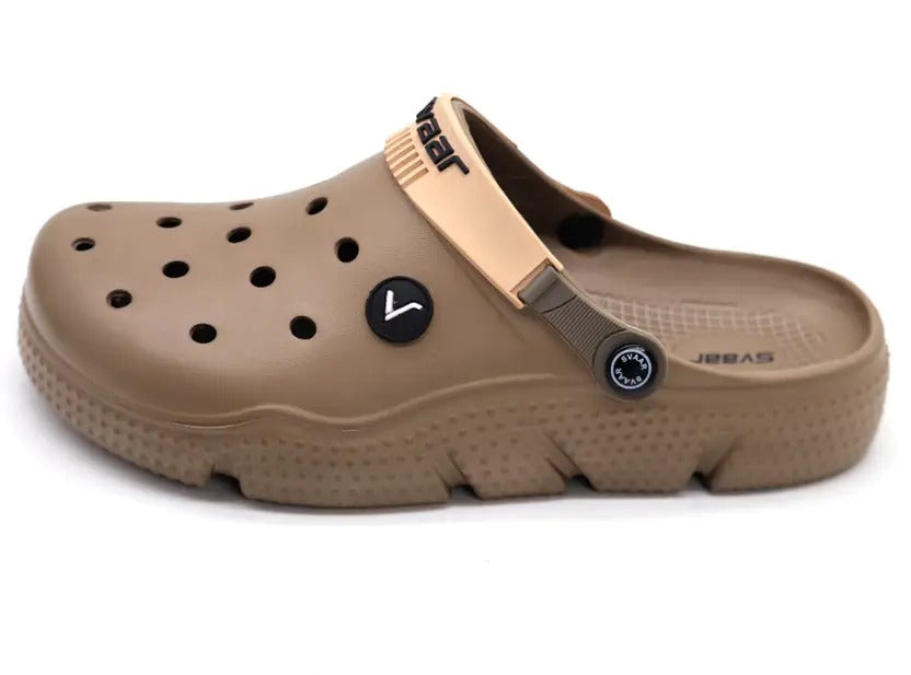 SVAAR Men's Designer Clogs with Adjustable Back Strap for Men - Brown