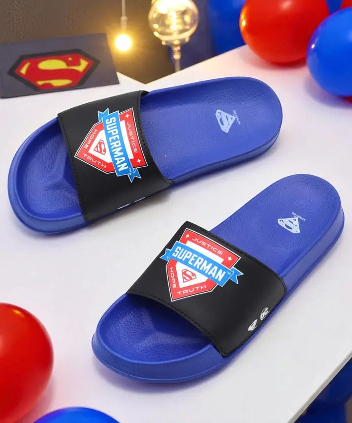 SVAAR x Superman Official Soft Cushioned Slides for Men-Blue