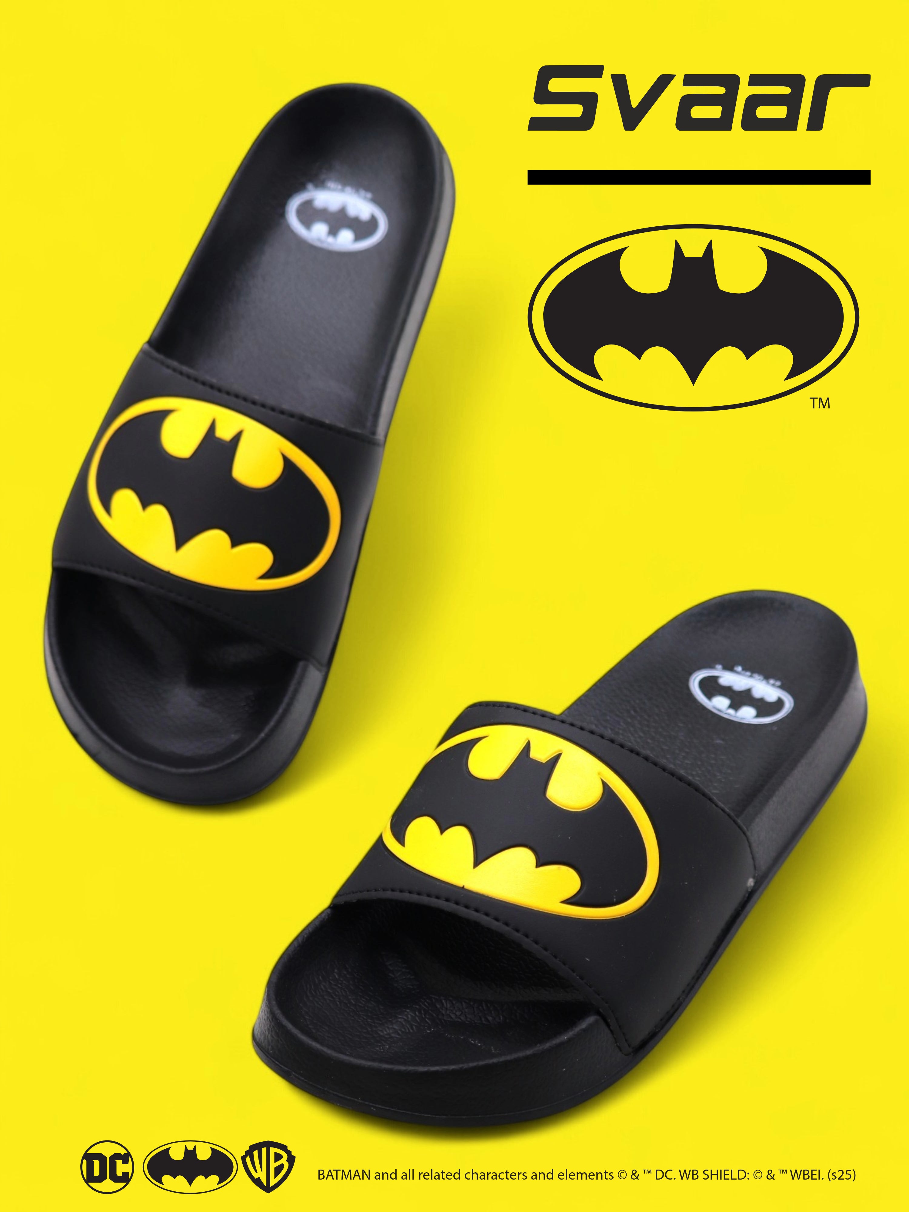 SVAAR x Batman Men’s Lightweight Anti-Slip Slippers-Black