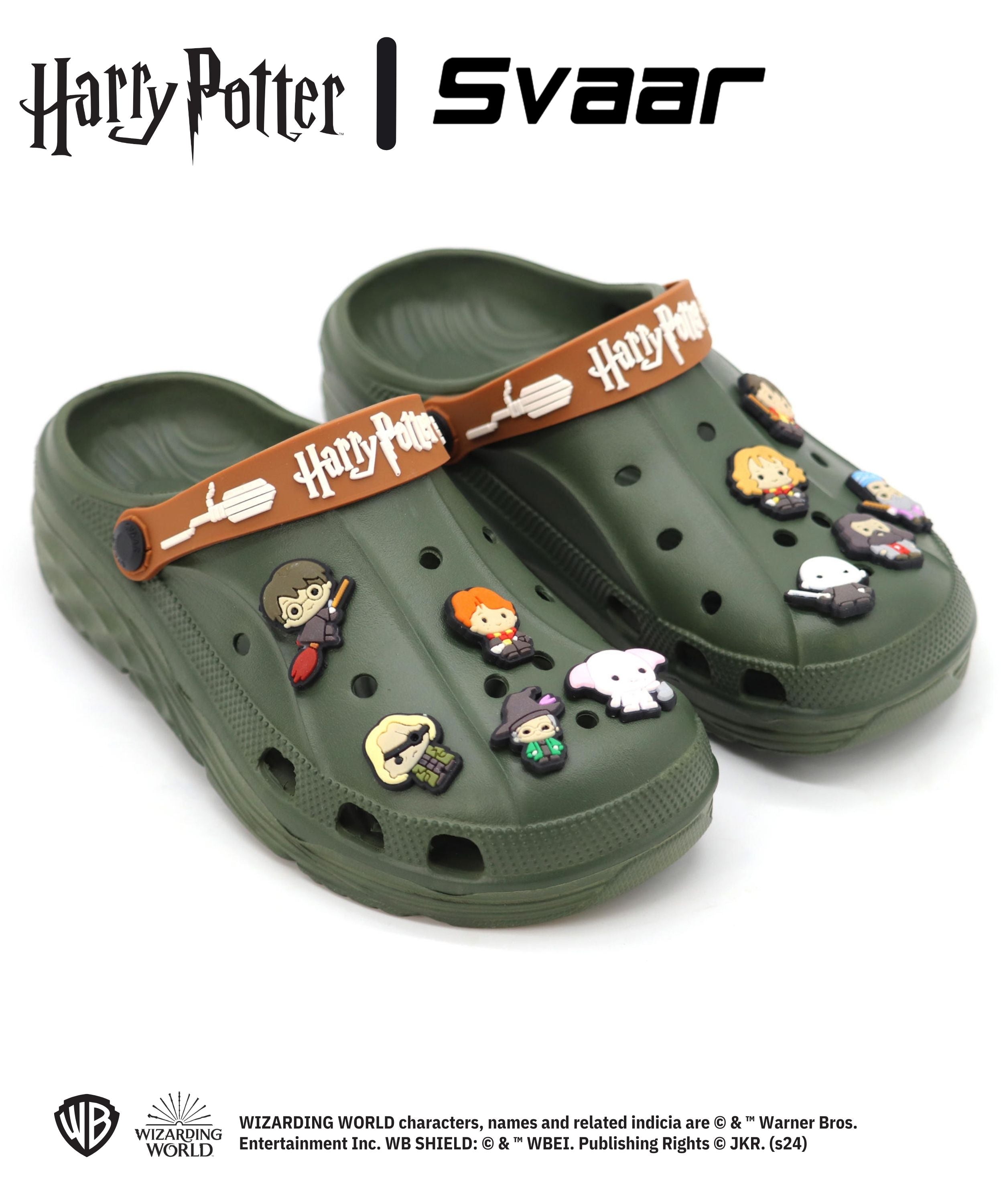 SVAAR x Harry Potter™ Men's Magical Clogs – Includes 10 Authentic Charms & Adjustable Back Strap - Olive